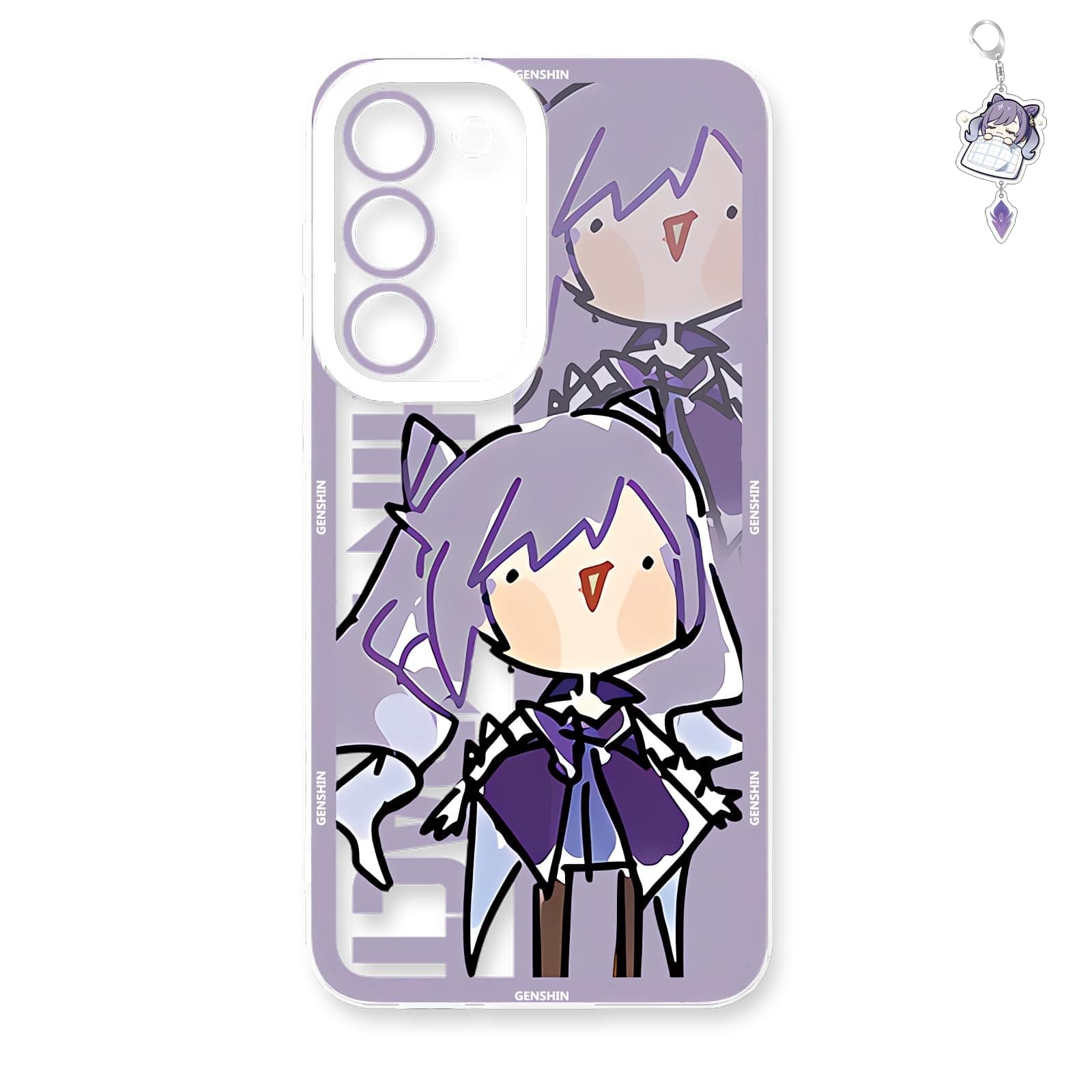 Dalicoter Game Phone Case Anime Keqing Phone Case Multi-Model Compatible with S24/S23/S22/S21/S20 Funny Phone Cover Protective (Galaxy S24 Ultra with Free Keychain)