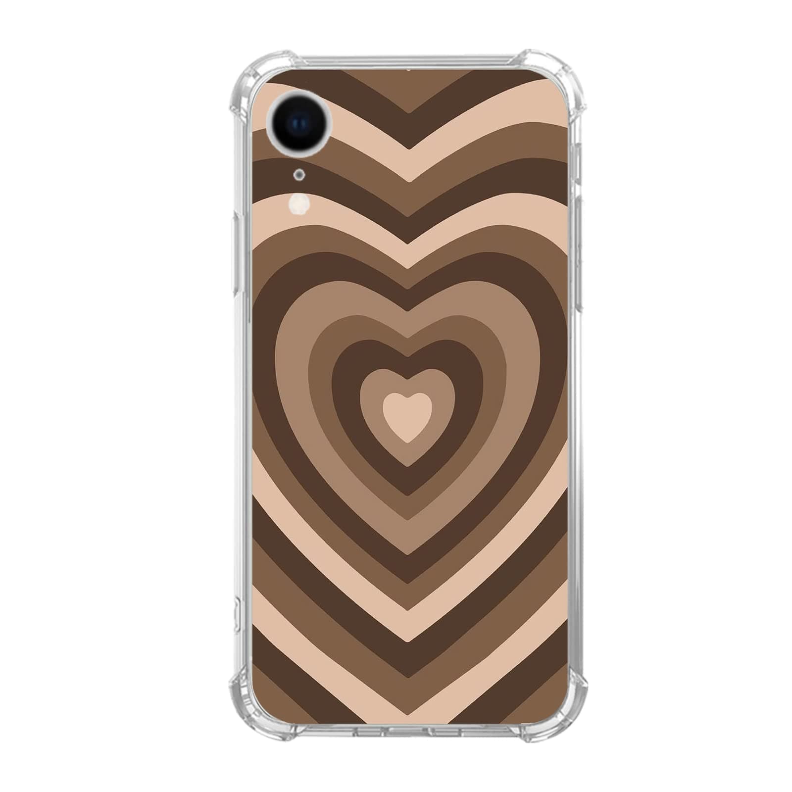 Veakgpligo Coffee Heart Case for iPhone XR, Heart Shape Pattern Soft TPU Bumper Cover