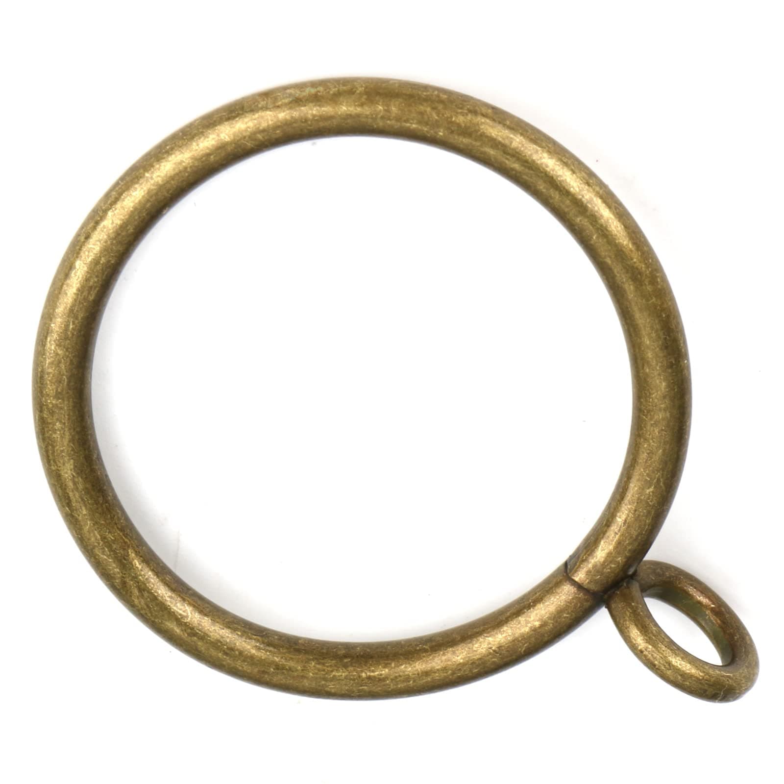 Antique Brass Curtain Rings with Eyelets for Up to 1.2-inch Curtain Rods (Set of 30 PCS Curtain Rings)
