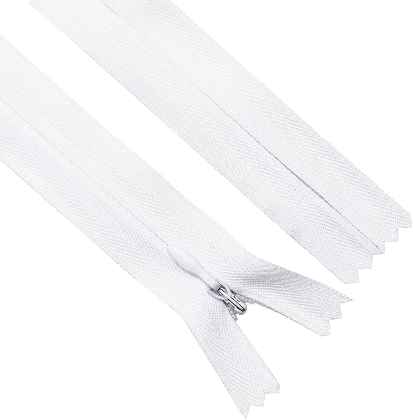 Sawoake Invisible Zippers 14 Inch #3, White Nylon Coil Zippers 2-Pack for Sewing, Skirts, Pockets, Pillows (White, 14", 2PCS)