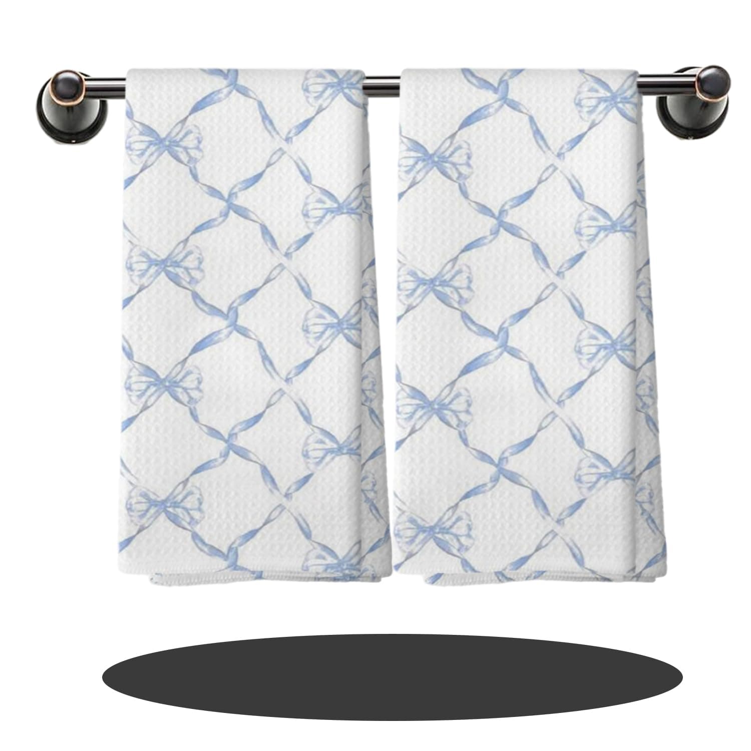 SQQCMM Blue Bow Kitchen Towels Set of 2, Blue and White Kitchen Towels, Coquette Bathroom Decor, Girly Bathroom Decor, 24x16 in