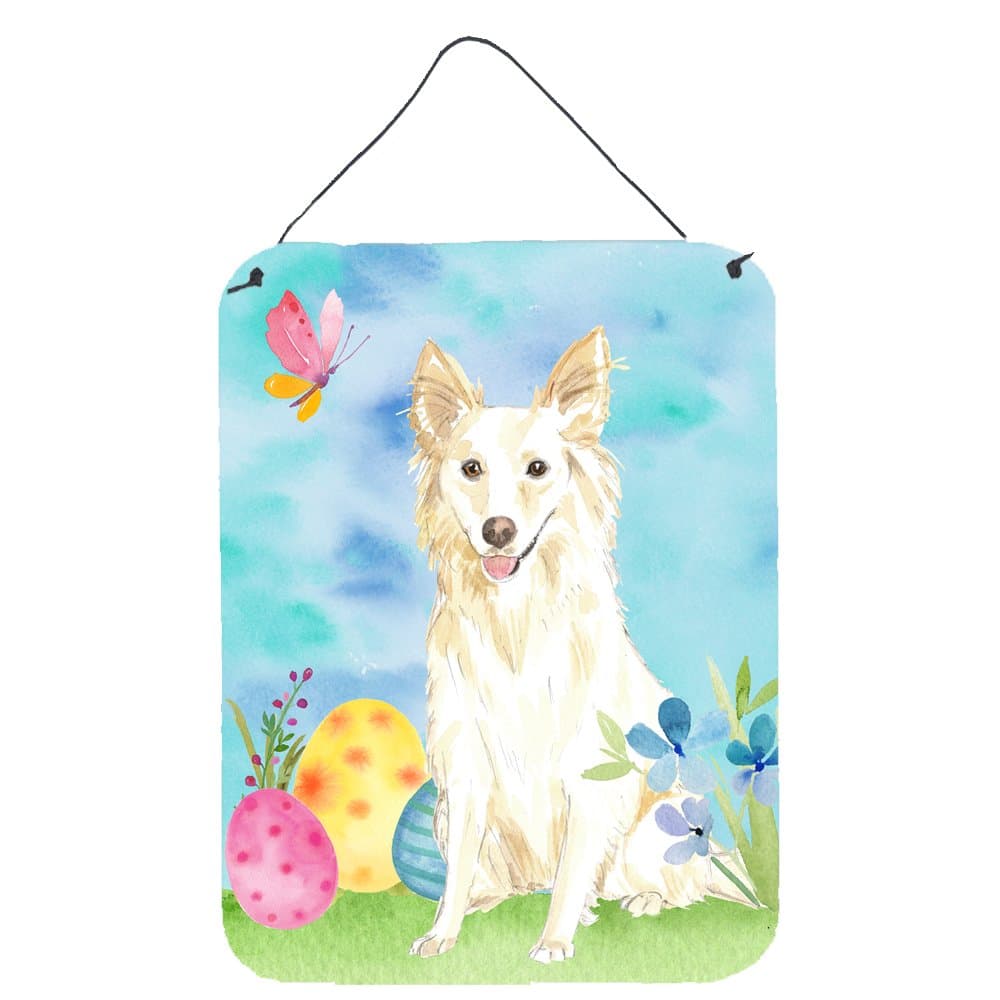 Caroline's Treasures Easter Eggs White Collie Door Hanging Prints Wall-Decor
