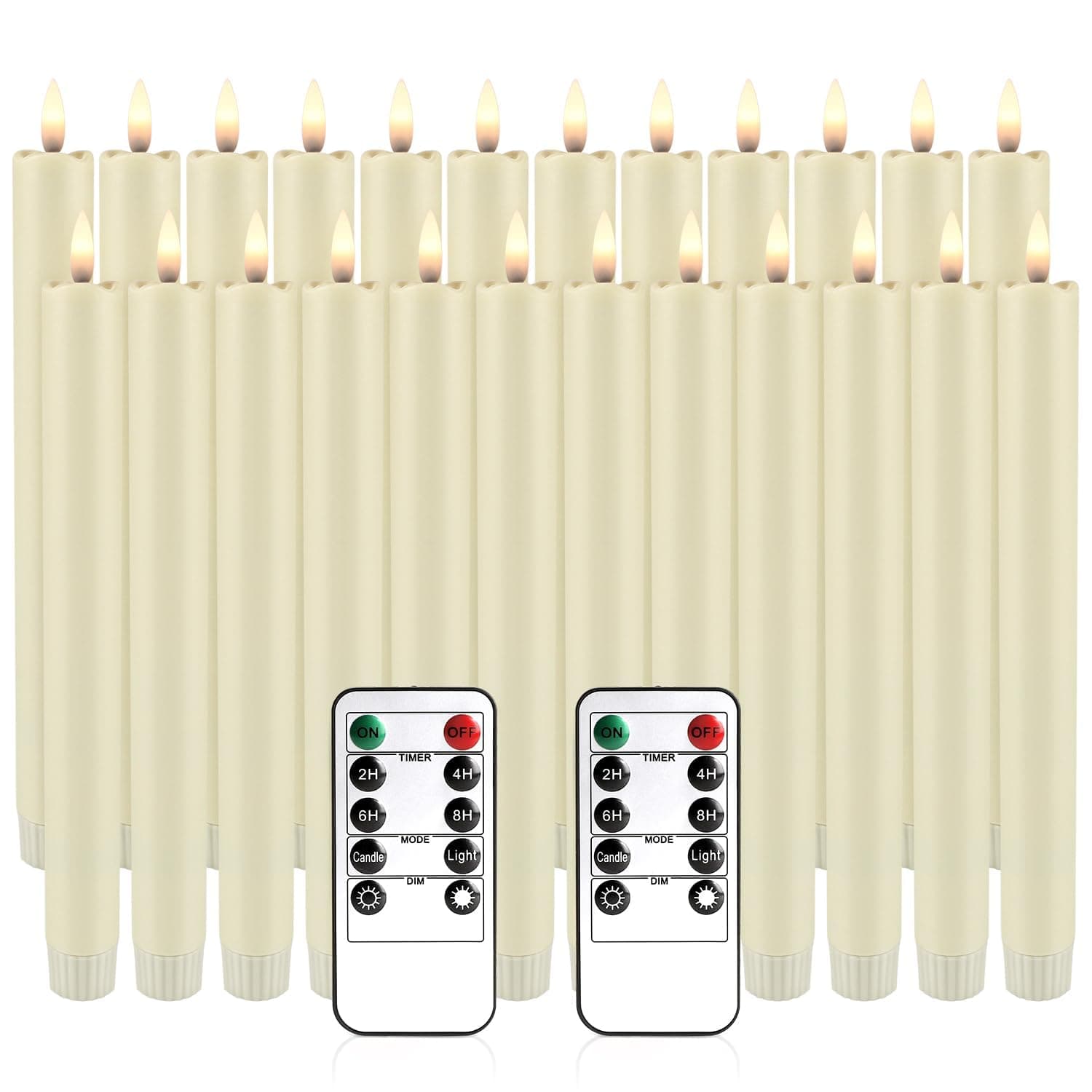 24-Pack 9-Inch Falmeless LED Taper Candles with Timer Remote - Ideal for Weddings, Dining Tables, Party& Home Decor.