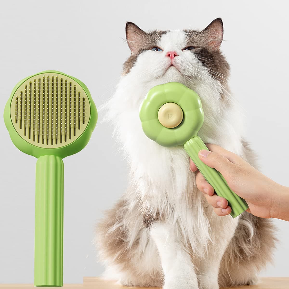 Magic Pet Comb, Pet Grooming Brush, Cat and Dog Brush for Shedding, Pet Massage Cleaning Slicker Brushes for Dogs Cats, Shedding Brush for Short or Long Haired Cat Dogs Tangled Hair (Green-A)