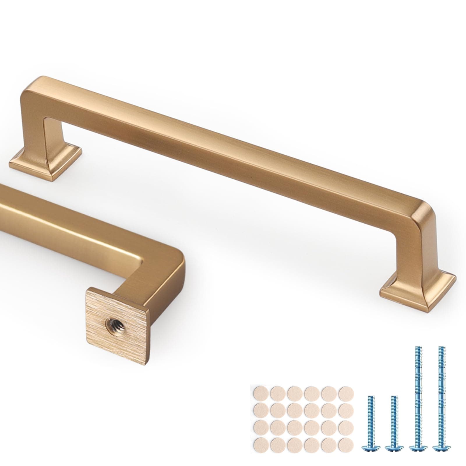 Gzzvo 10 Pack Champagne Bronze Cabinet Pulls, 5 Inch（128mm） Hole Centers Kitchen Cabinet Handles, Solid Metal Handles for Dresser & Cupboard - Modern Furniture Hardware