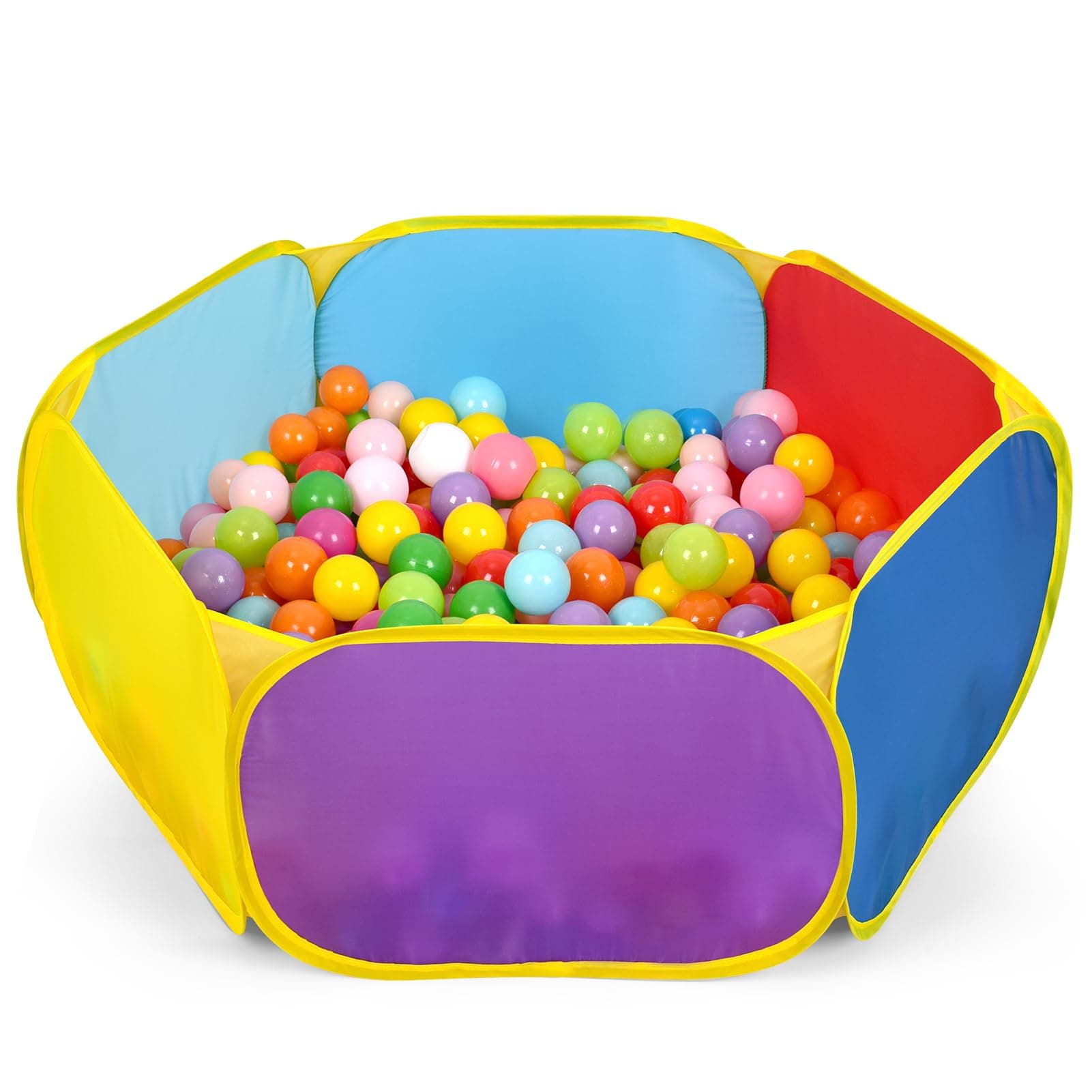Eocolz Kids Ball Pit Large Pop Up Childrens Ball Pits Tent for Toddlers Playhouse Baby Crawl Playpen with Basketball Hoop and Zipper Storage Bag, Balls Not Included, Orange