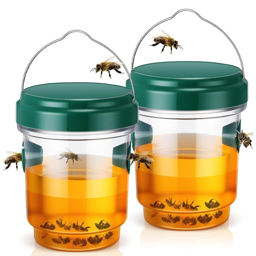 2 Pcs Wasp Traps for Outdoors Wasp Killer Hanging Bee Traps Reusable Fly Bee Killer for Indoor Outdoor Patio Garden Home