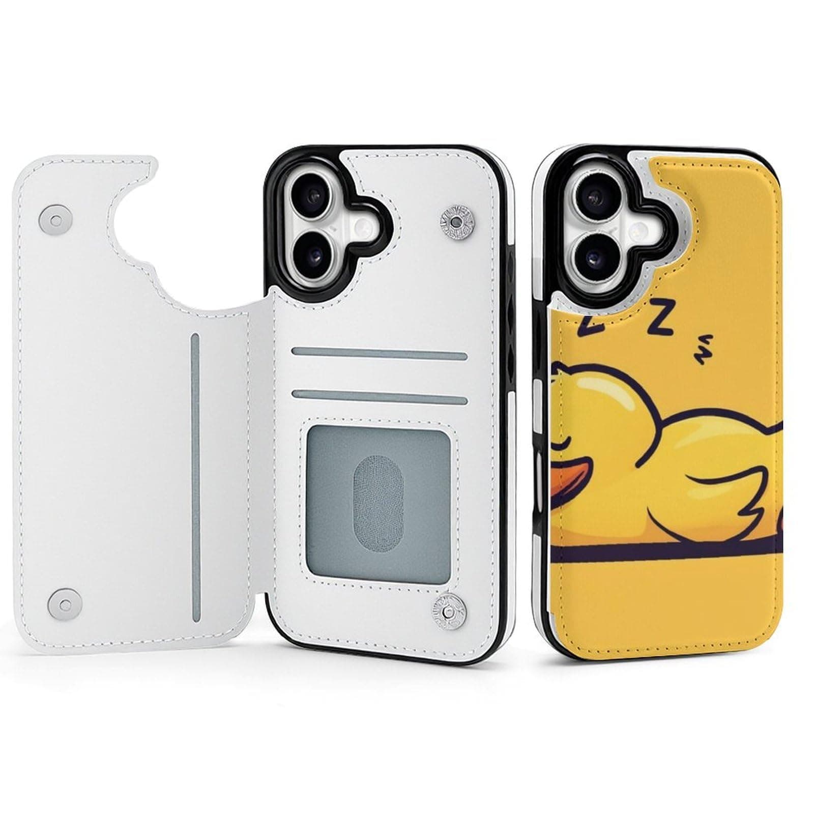 100% BLUE COLLAR Men's Anti Scratch Microfiber Lining Phone Case Compatible with iPhone 17 Cute Funny Sleeping Duck Yellow