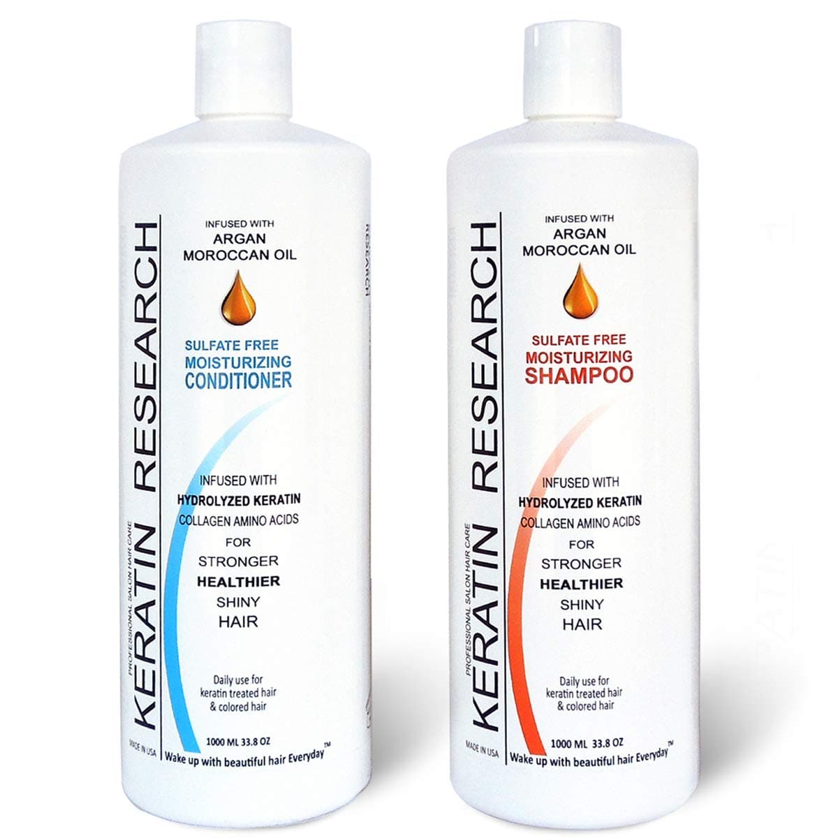 Enjoy Luxury Shampoo & Conditioner infused with Moroccan Argan Oil, 2 LITERS Bottle set Made in USA By Keratin Research
