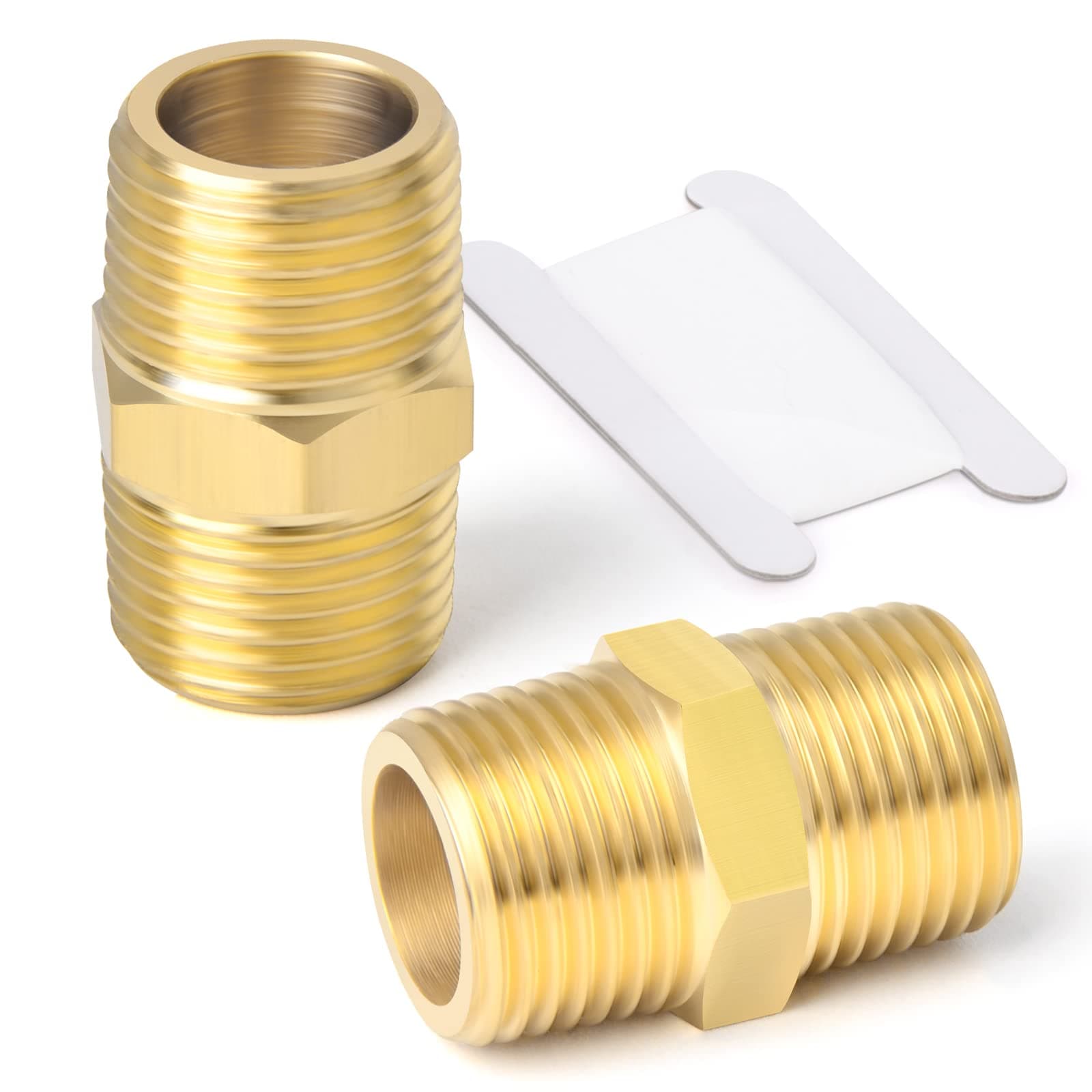 TAISHER 2PCS Brass Pipe Fitting, Reducer Adapter, 1/4-Inch Male Pipe x 1/4-Inch Male Pipe