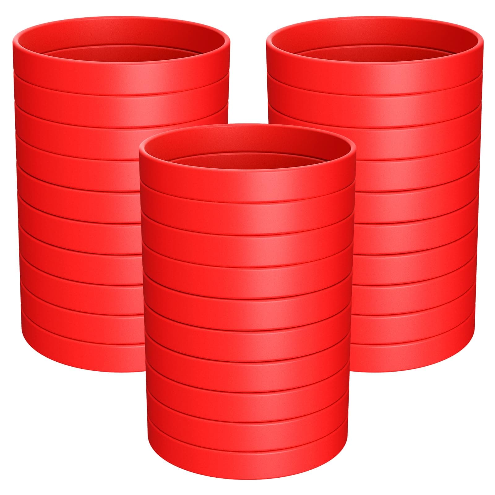 Morcheiong Blank Rubber Bracelets - 100pcs Red Silicone Wristbands for Men Women and Teens