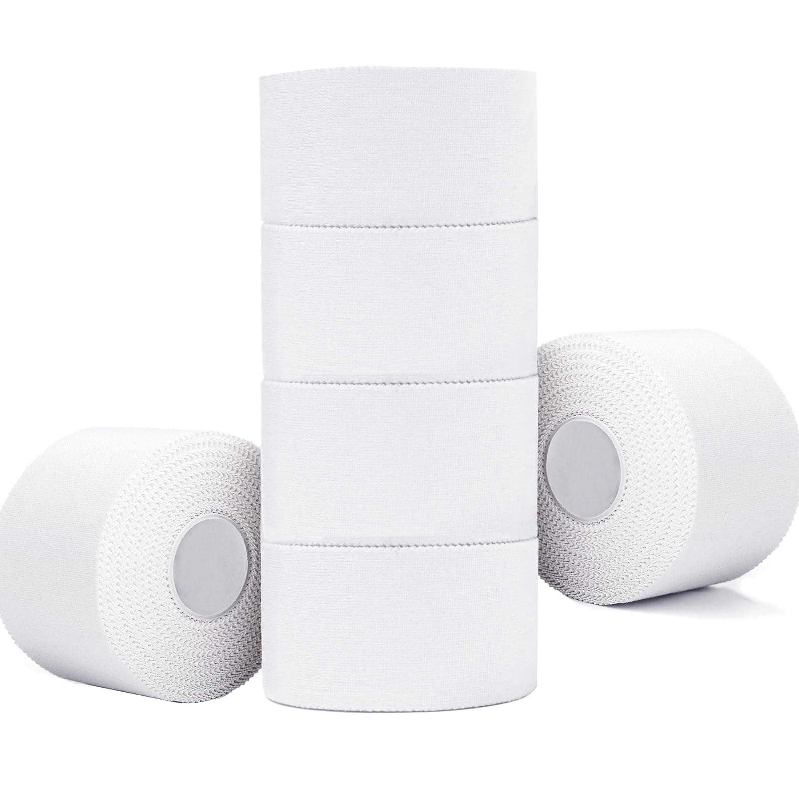 BILGETA Athletic Tape,6 Rolls White 1.5" x 10 Yards Adhesive Sports Tape,Very Strong No Sticky Residue Wrist Ankle Tape,Easy Tearing for Gymnastics Boxing Lacrosse Climbing Hockey Bat