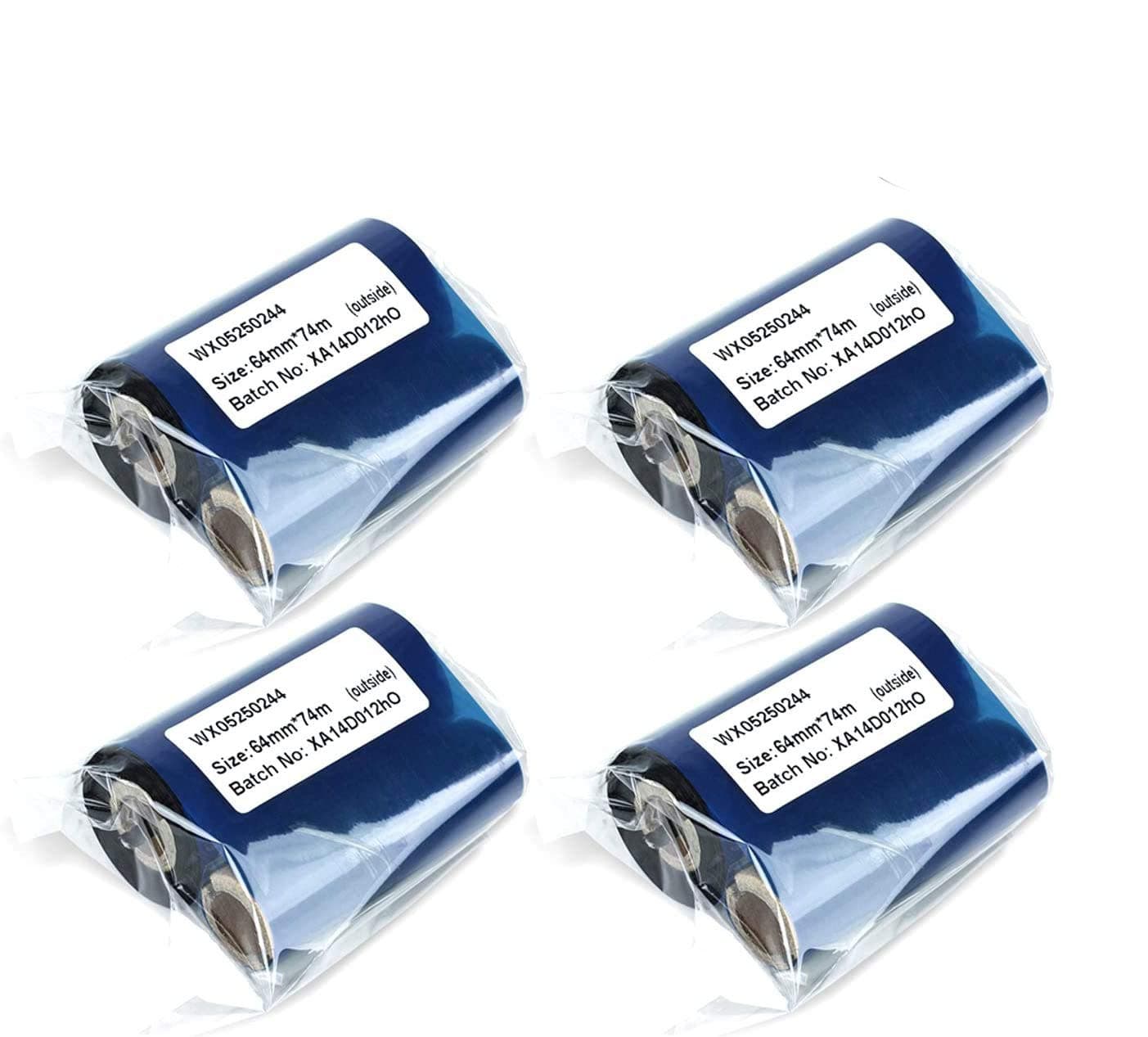 2.20 inch x 244 ft. (57mm x 74m) - Thermal Transfer Wax Ribbons for Zebra Printers (1/2 in Core, Black, 4 Pack)