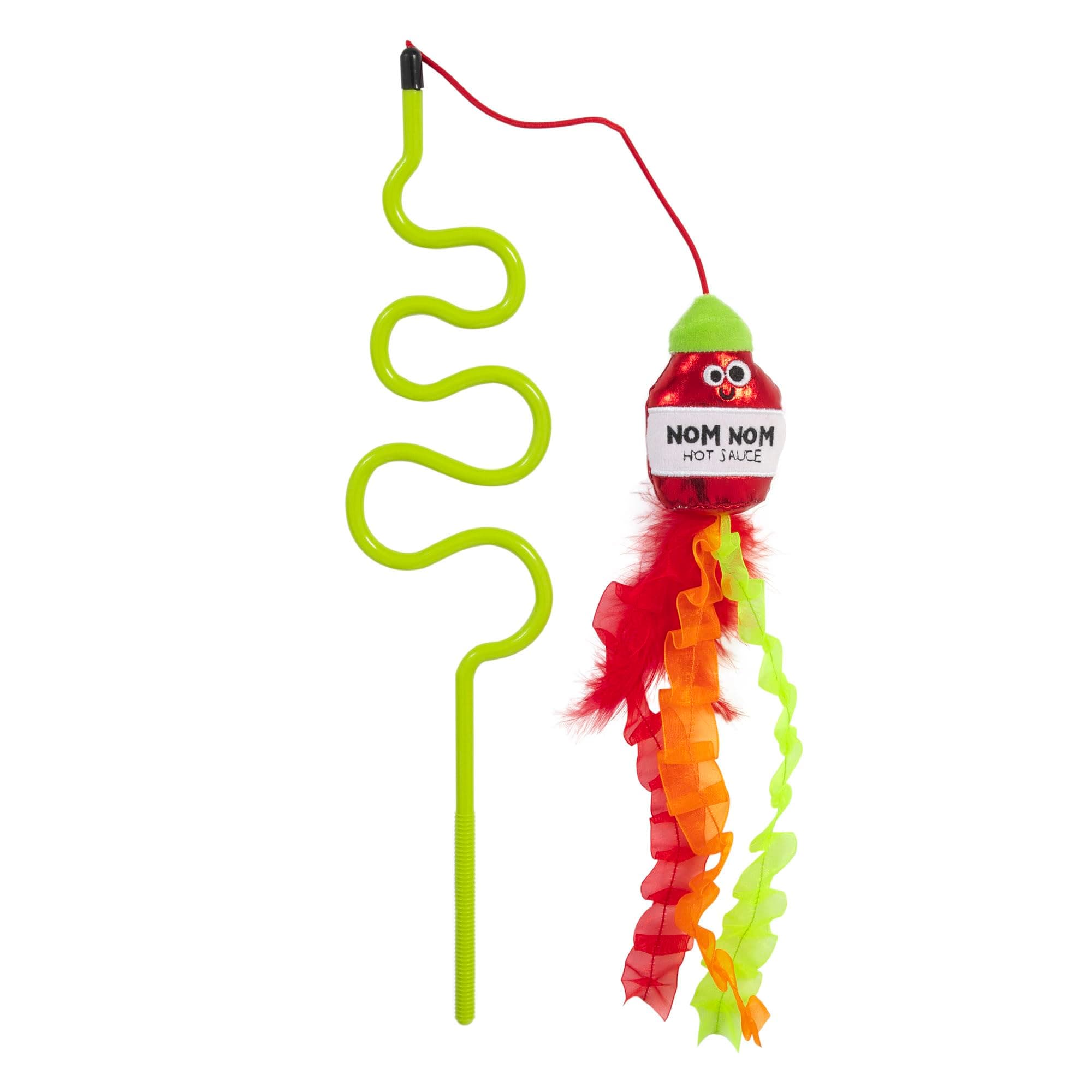 Mad Cat Nom Nom Hot Sauce Catnip + silvervine Wand Teaser cat Toy, for Cats of All Ages