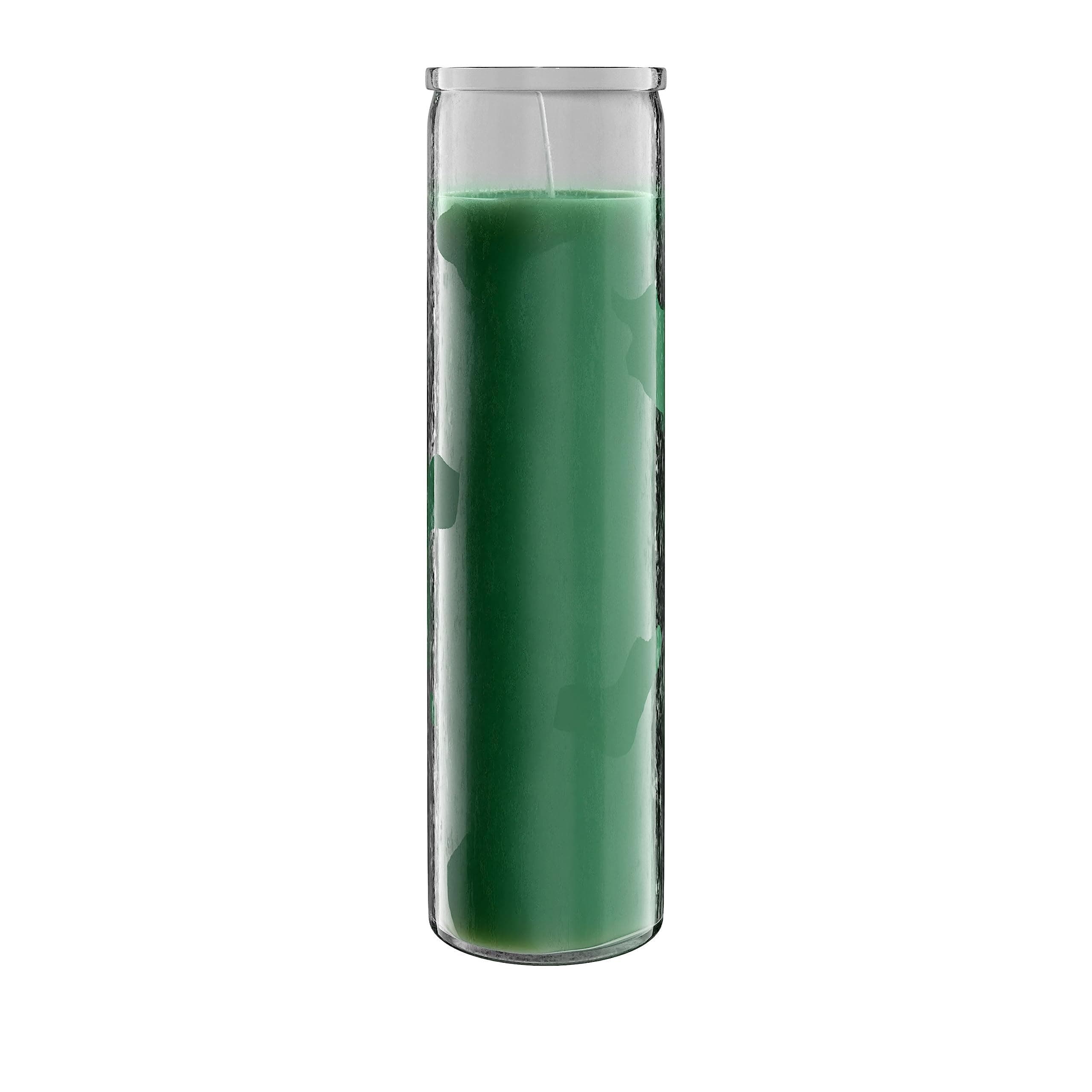 Simply Soson Velas devocionales verdes de 2 x 8 pulgadas en tarro de vidrio, 1 paquete, 90 horas, vela de oración, velas de pilar altas para religiosos, conmemorativos, decoración de fiestas
