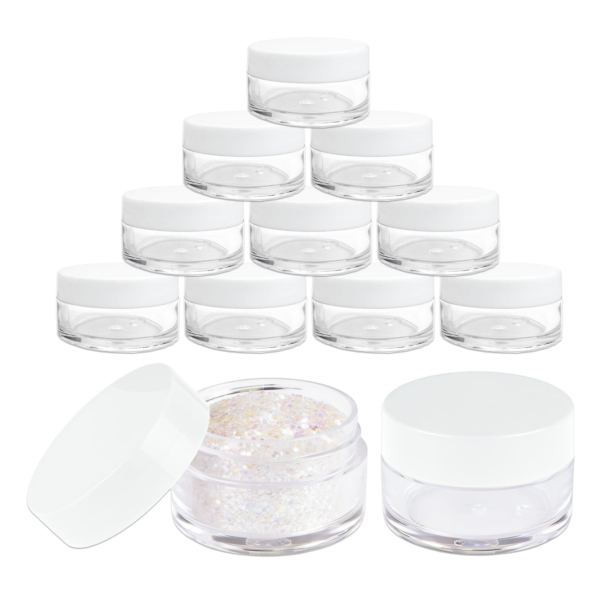 Beauticom 12 Pieces 20G/20ML Round Clear Jars with White Lids for Lotion, Creams, Toners, Lip Balms, Makeup Samples - BPA Free