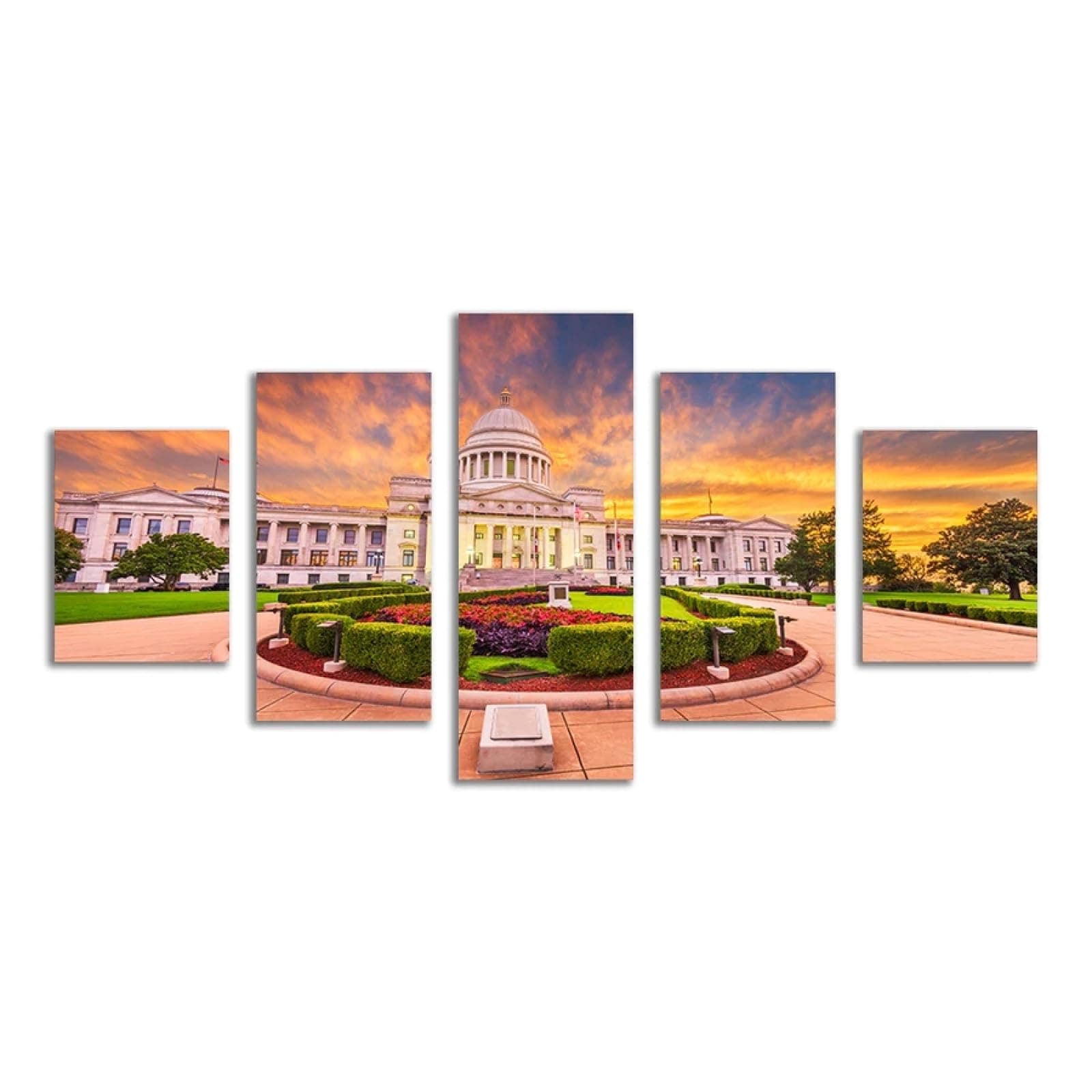 MentCh 5 Panels Canvas Painting Wall Art Decor 5 Piece Wall Art Arkansas State Capitol Building Posters for Wall Decor Prints Artwork for Home Office Living Room Bedroom Decoration (Unframe)
