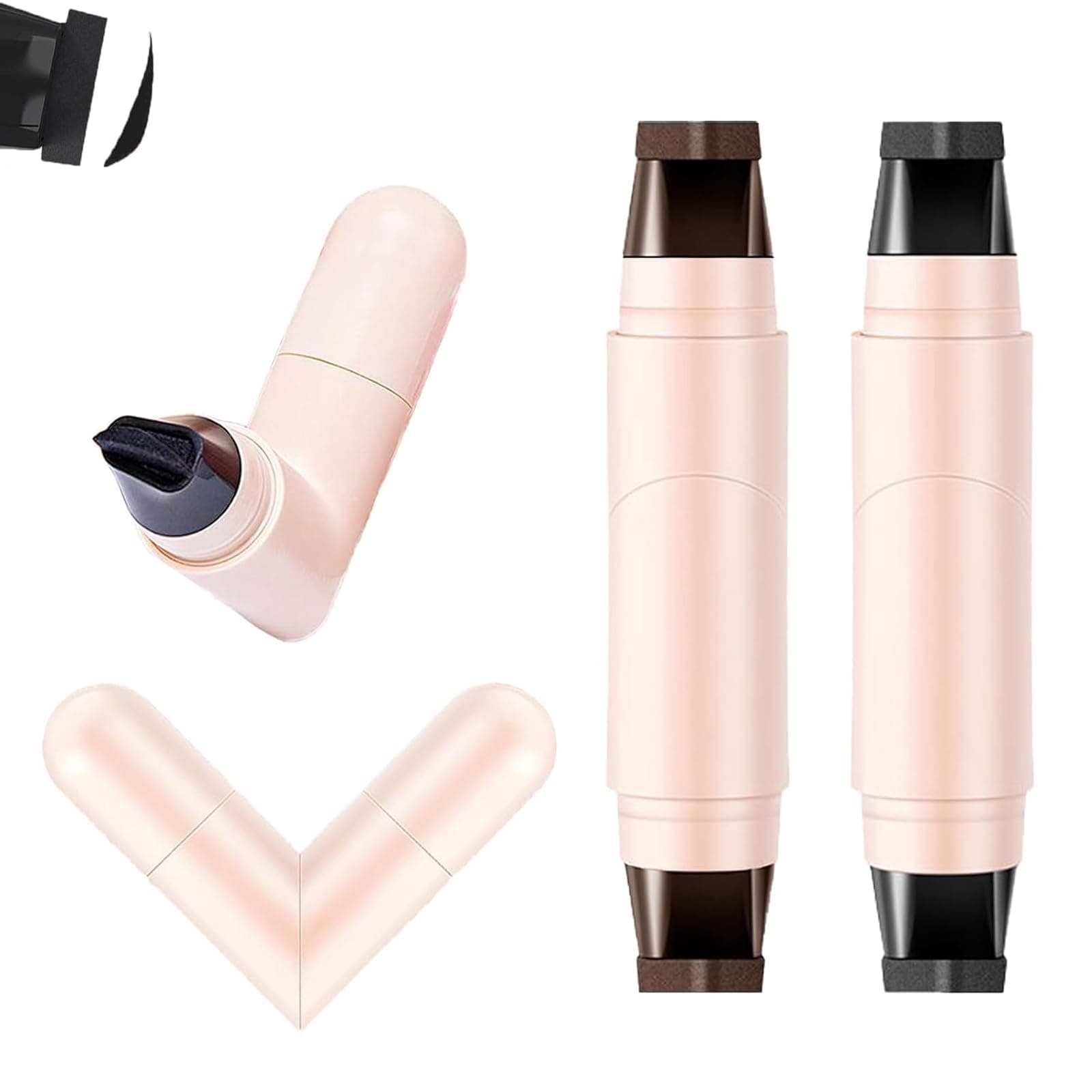 Domality 2PCS Gel Eyeliner Pencil Set, Foldable Black Brown Double Headed Eyeliner Stamp, Smudge Proof Waterproof Eye Liner Pencils for Beginners, Easily Draw Exquisite Makeup Look