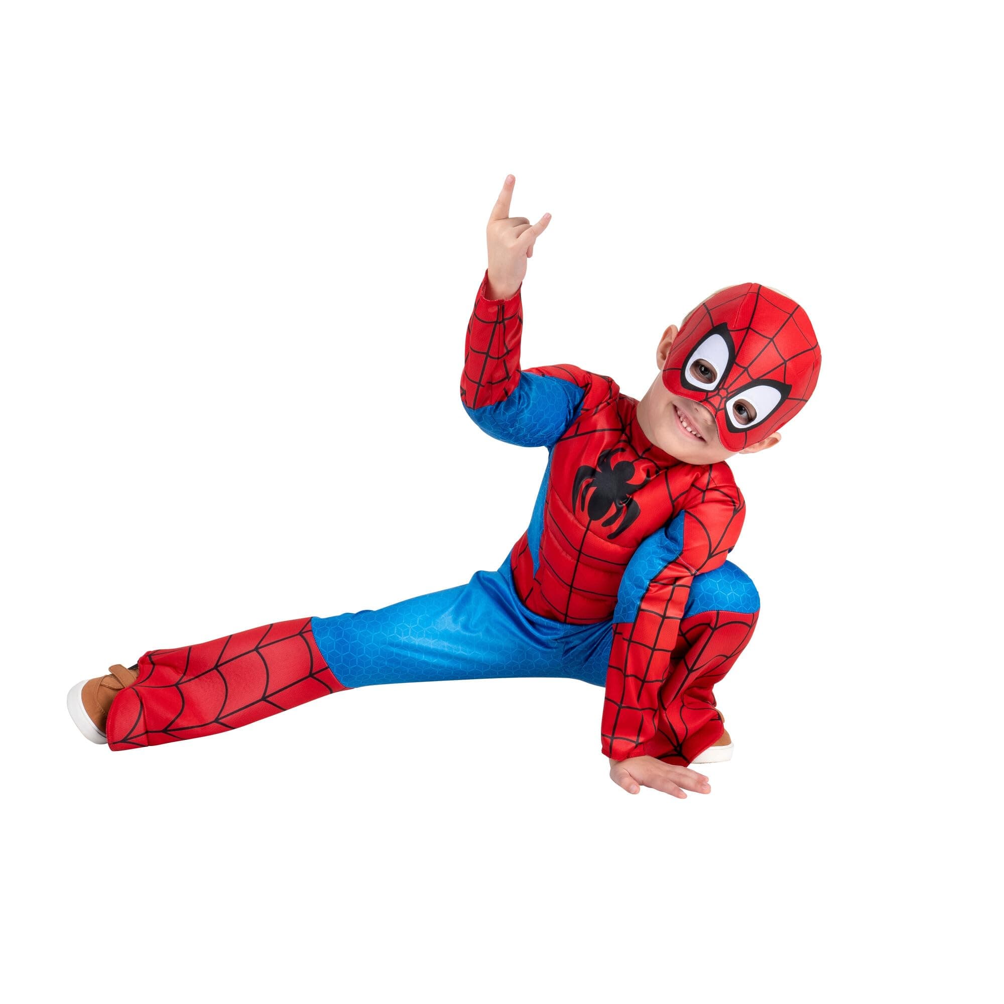 Marvel Spidey Official Toddler Deluxe Halloween Costume - Premium Quality Padded Jumpsuit and Fabric Headpiece (3T-4T)