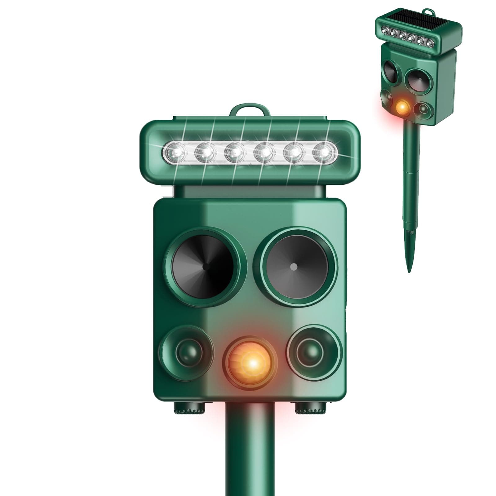 Solar Powered Ultrasonic Animal Repellent Outdoor,18KHZ Motion Activated Pest Deterrent with Waterproof Sensor&Flashing Lights for Squirrels,Raccoons,Deer,Mice,Birds,Yard,Garden,Lawn&Farm Protector
