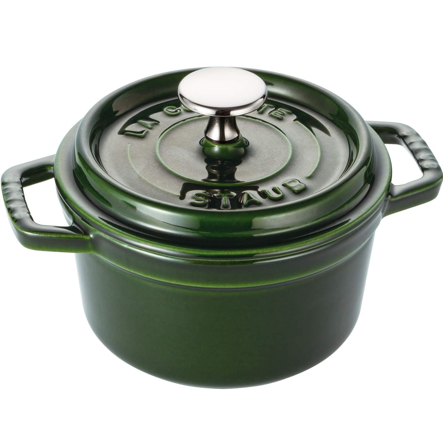 Staub 40509-796 Pico Cocotte Round Basil Green, 5.5 inches (14 cm), Small, Double-Handed, Casted Enameled Pot, Induction Compatible, Japanese Authorized Product