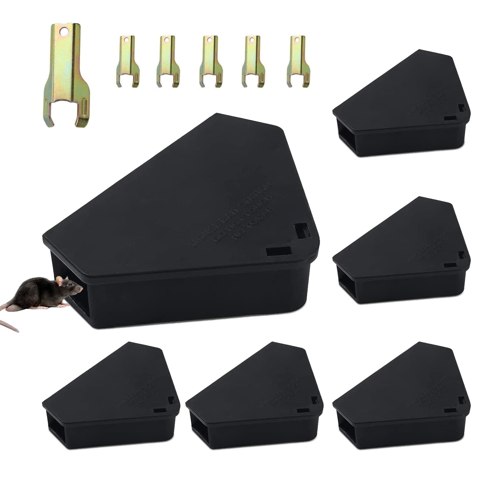 6-Pack Reusable Mouse Bait Stations with Security Keys, Child & Pet Safe, Effective Mice Station, Durable Rodent Trap Bait Box for Indoor & Outdoor Use (Bait Not Included)