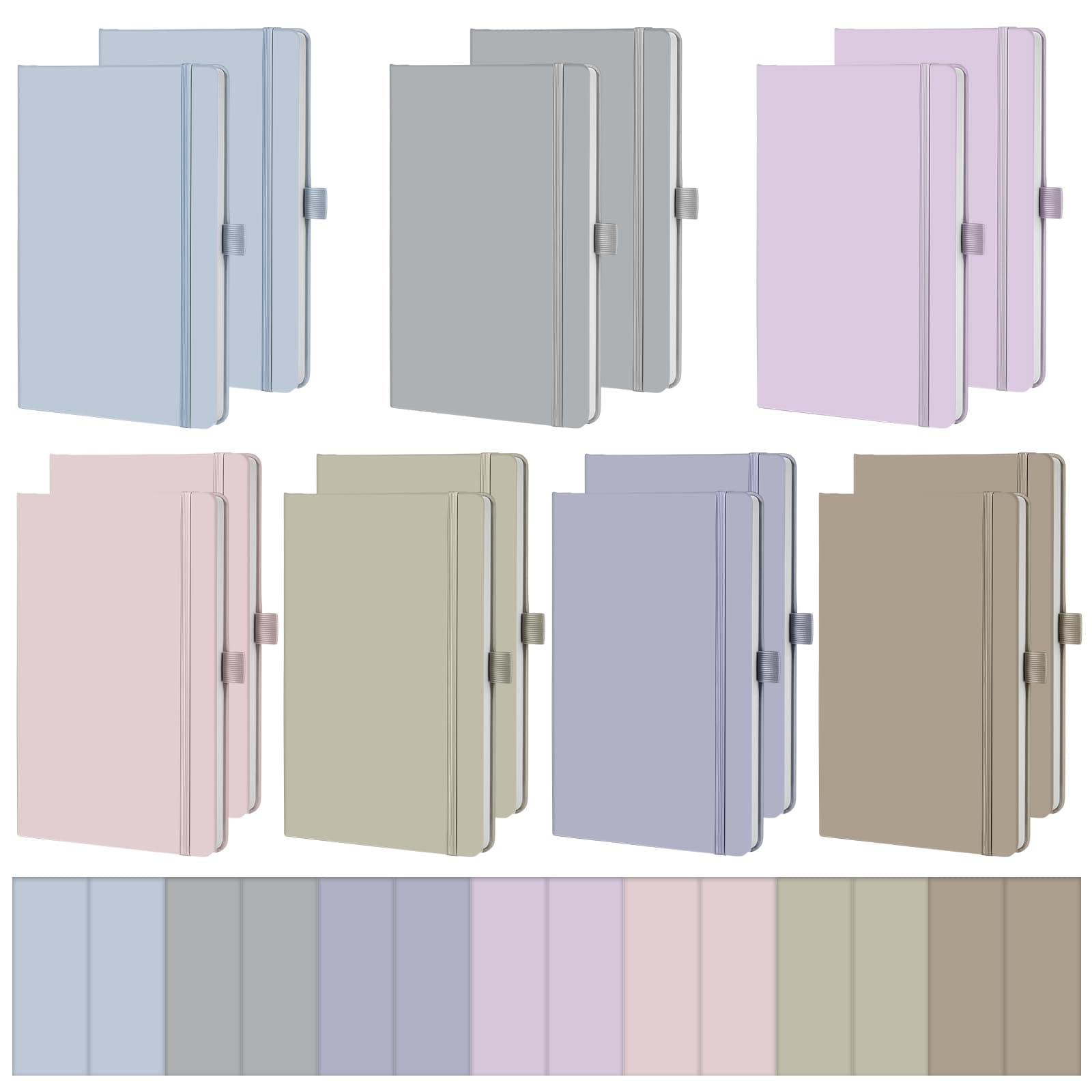 Laumoi 14 Pack Lined Journal Notebooks 5.5 x 8.2 Inch A5 Hardcover Notebook College Ruled Notepad with Pen Holder PU Leather Ruled Lined Journals for School Business Work Writing(Morandi Color)