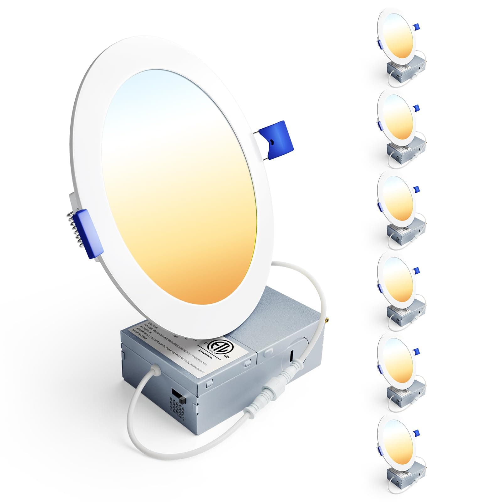 Ensenior 6 Pack 6 Inch LED Recessed Slim Pot Light, 5CCT, 1200LM, 12W