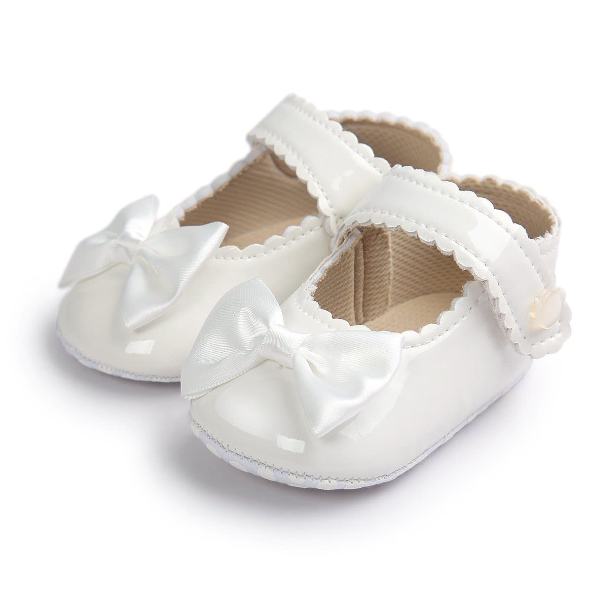 Meckior Infant Baby Girls Soft Sole Bowknot Princess Wedding Dress Mary Jane Flats Shoes Easter Light Baby Sneaker Shoes