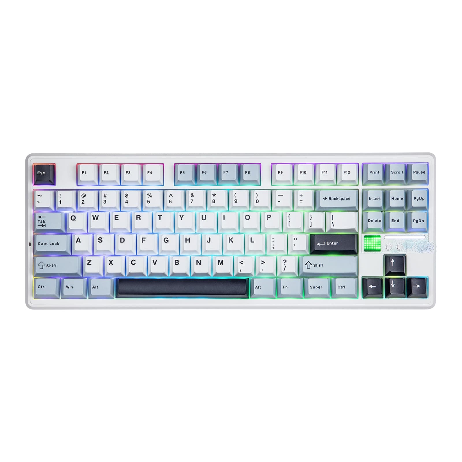 MechLands Aula F87 PRO V2 Wireless Gaming Keyboard with 10000mAh Battery, 8K Polling, SOCD/MT/TGL, BT/2.4GHz/Wired, Hot Swap TKL Mechanical Keyboard with Creamy Gasket, RGB Backlit (White Blue)