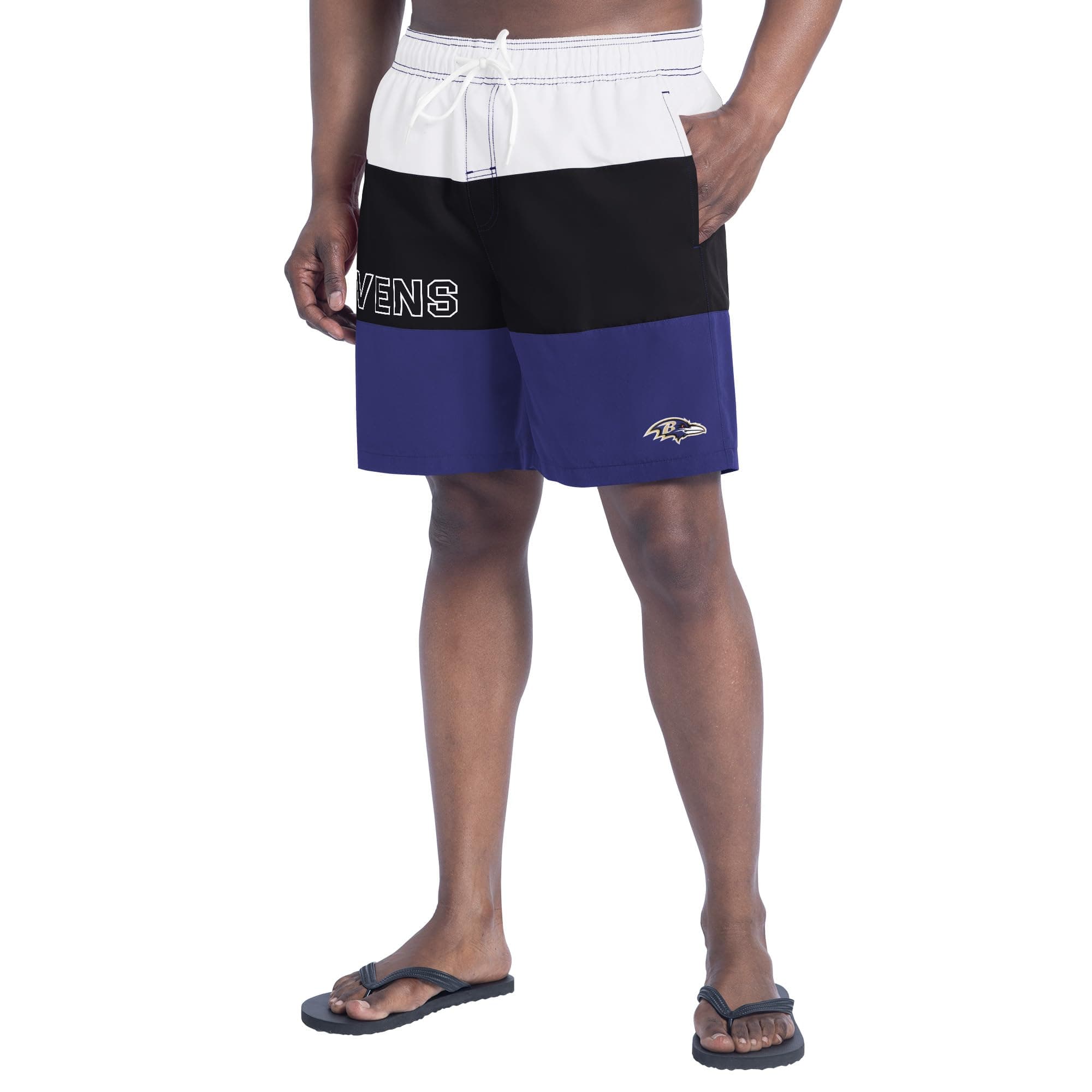 G-III Sports Men's Purple/Black Baltimore Ravens Sunrise Volley Swim Shorts