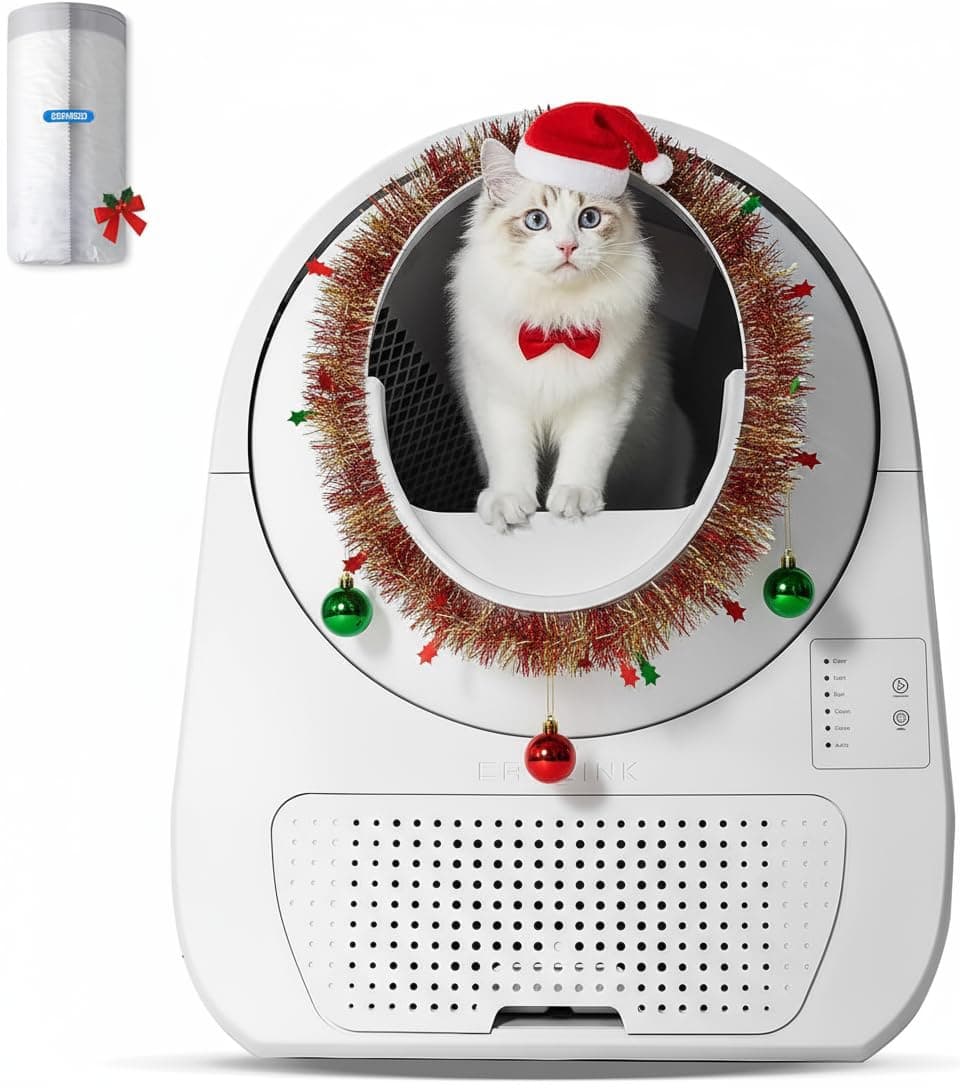 CATLINK Self Cleaning Cat Litter Box, Auto Safety Sensors for Multiple Cats 3.5～22 pounds, Double Odor Removal with Trash Bags(Young Version)