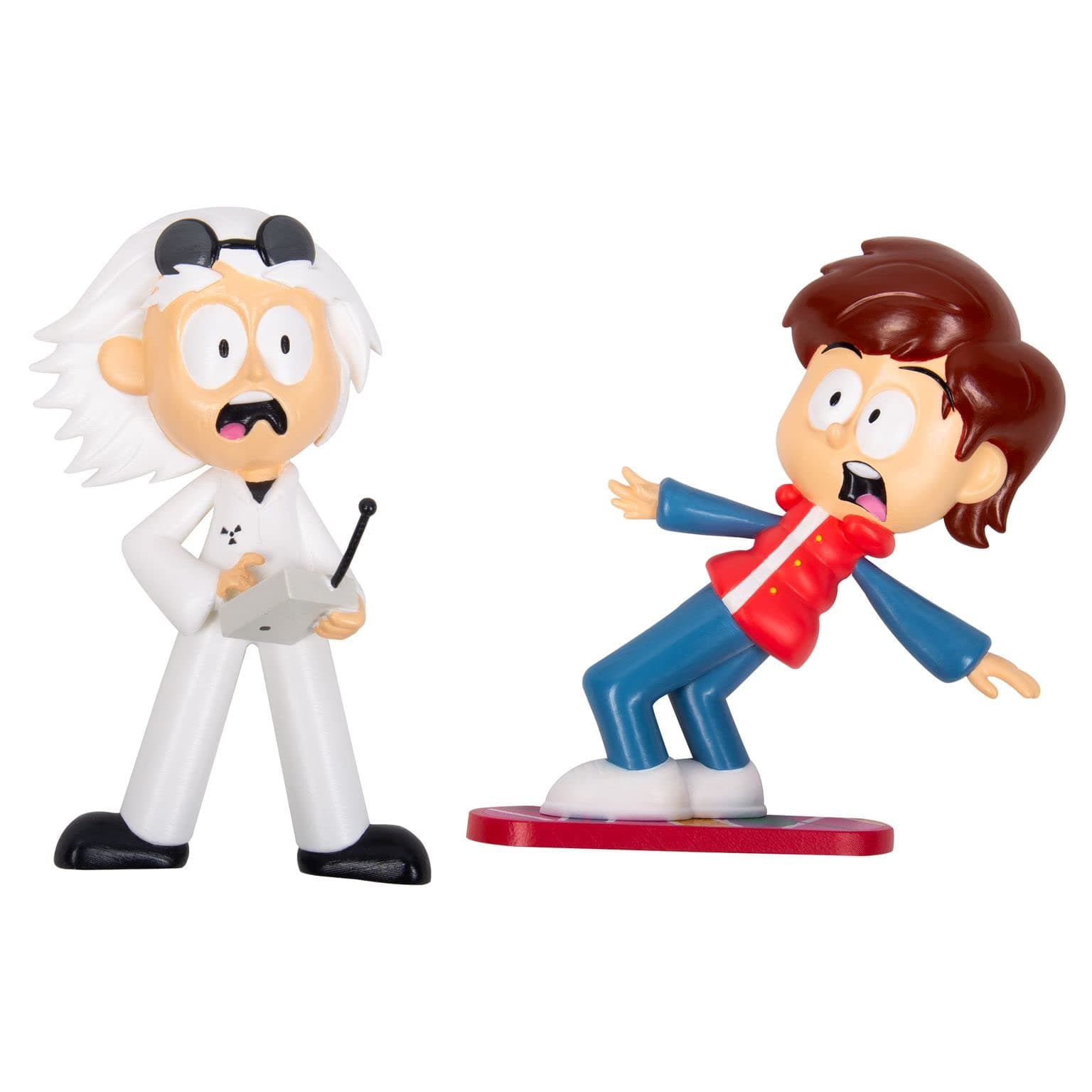 Back to The Future Comic Ons. Collectible Figurines with Vinyl Stickers. 2 Wall Mountable 3D Figures with Re-Usable Gel Pad Stickers. Features Doc & Marty. Official Back to The Future Merchandise.