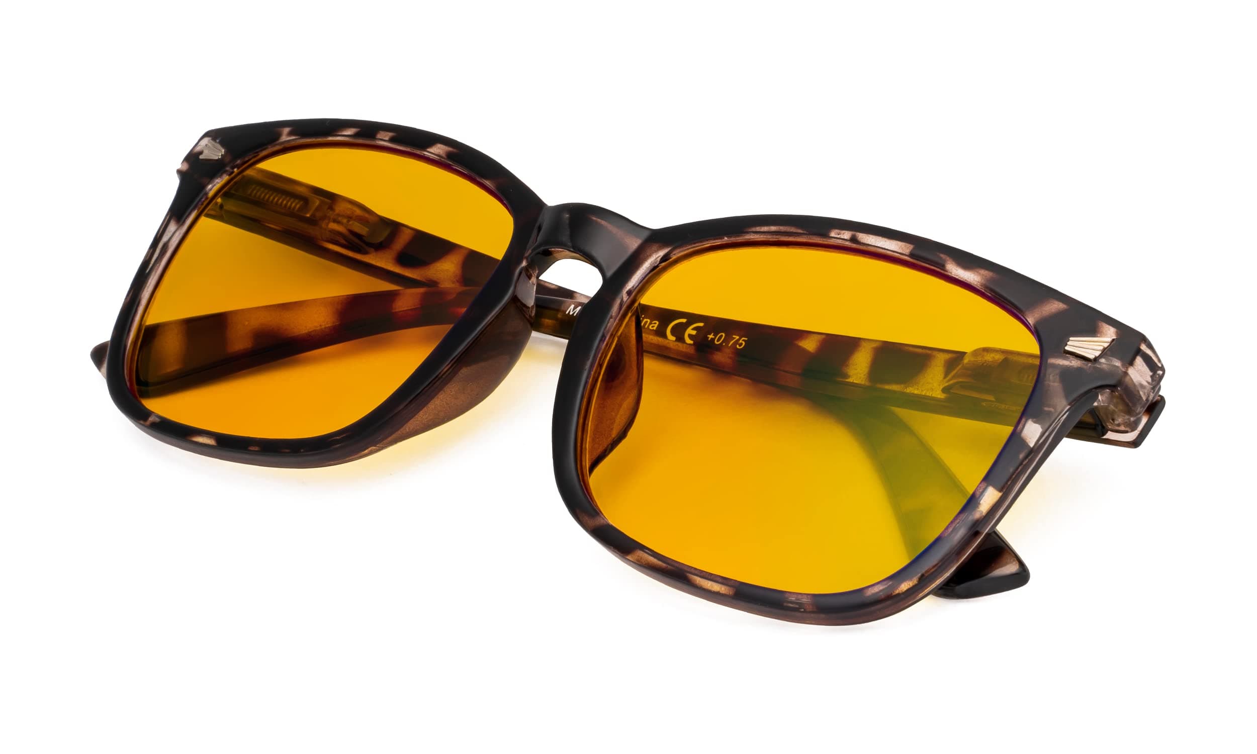 Reducblu oversized Square Blue Light Blocking Glasses with Amber Tinted Filter Lens for Women - Tortoise Frame