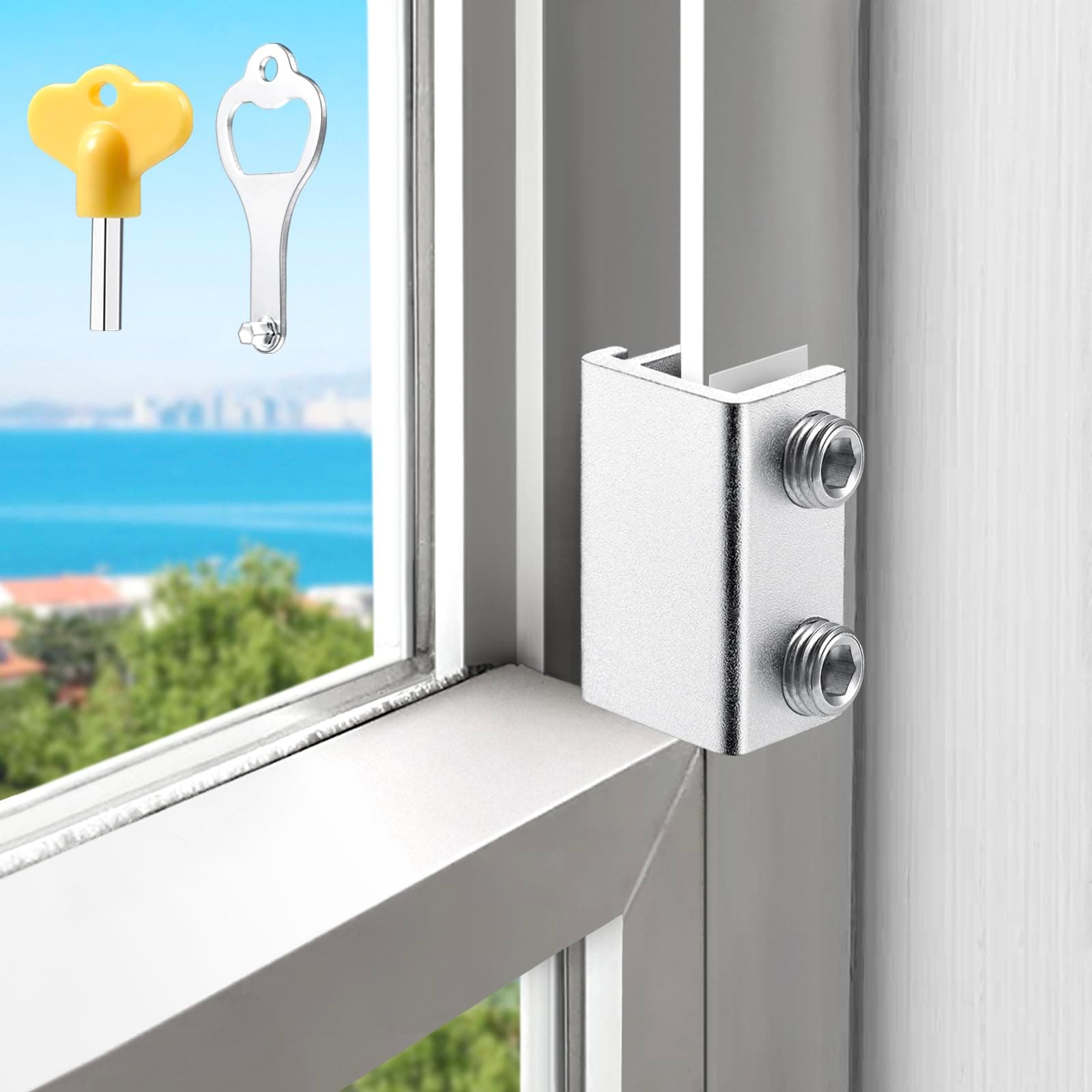 HYIEOU Sliding Window Locks (5 Sets), Secure Window Lock with Key, Window Locks for Up and Down Windows & Horizontal Sliding Windows, Adjustable Window Lock, Sturdy and Durable, Does Not Deform.