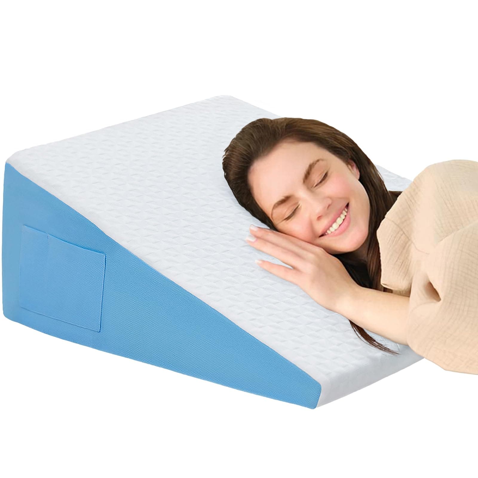 COLDHUNTER Wedge Pillow for Sleeping, 12" BedWedge After Surgery, Back Pain Relief, Memory Foam Pillow Triangle Incline Wedge for Back Support, Leg Elevation
