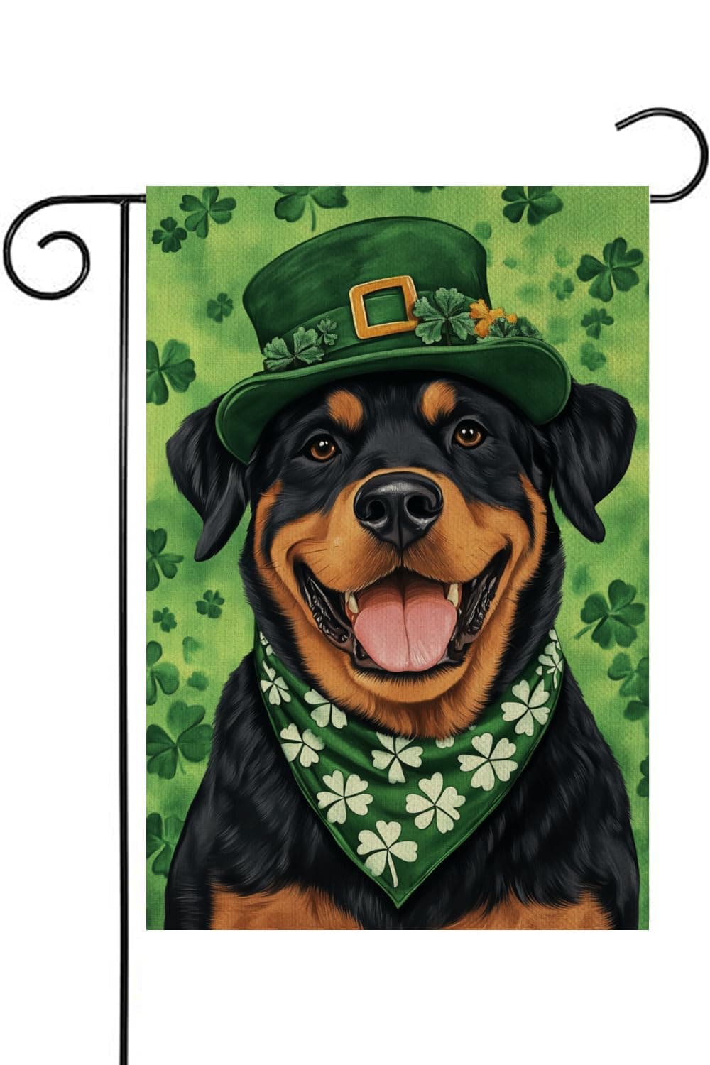 HILILIAN St Patricks Day Rottweiler Garden Flags for Outside 12x18 Inch Double Sided, Pet Me I'm Irish Small Yard Decoration Farmhouse Holiday Outdoor(14133)