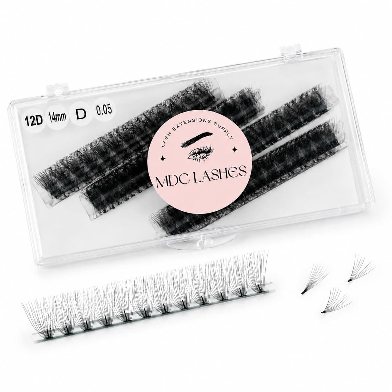 MDC LASHES 1000 Premade Fans 5D–20D Promade Individual Eyelash Extensions C/CC/D Curl 0.05/0.07mm 8–18mm Natural Volume Professional Lash Supplies (6D-0.07-C, 11 mm)