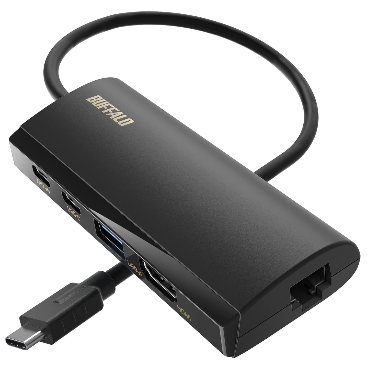 Buffalo LUD-U3-CGHDBK/N Docking Station, 5-in-1 USB Type-C PD, HDMI LAN Port, USB 3.2 (Gen 1), 85W Power Delivery, Black