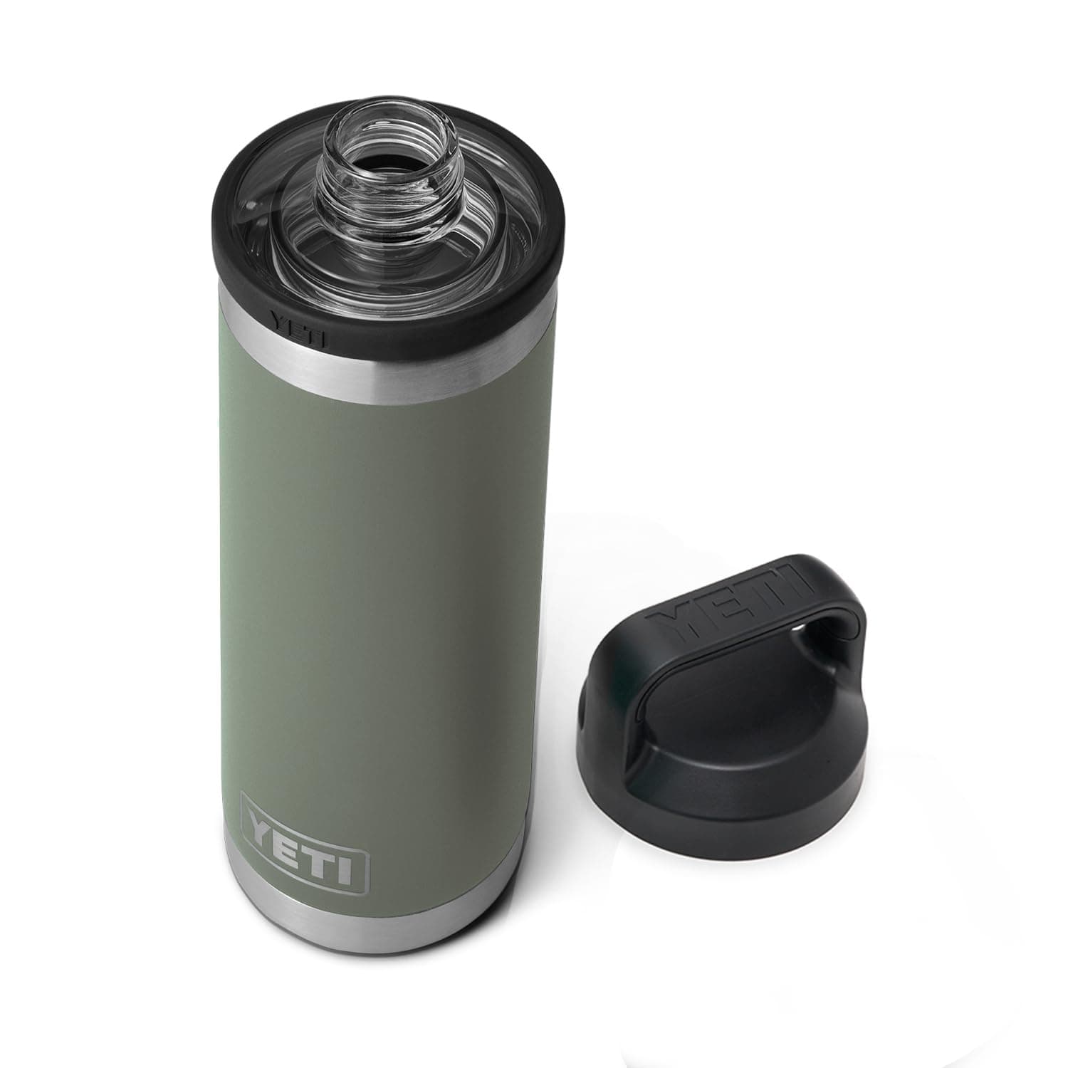 YETI Rambler 18 oz Bottle, Leakproof, Vacuum Insulated, Stainless Steel with Chug Cap, Camp Green