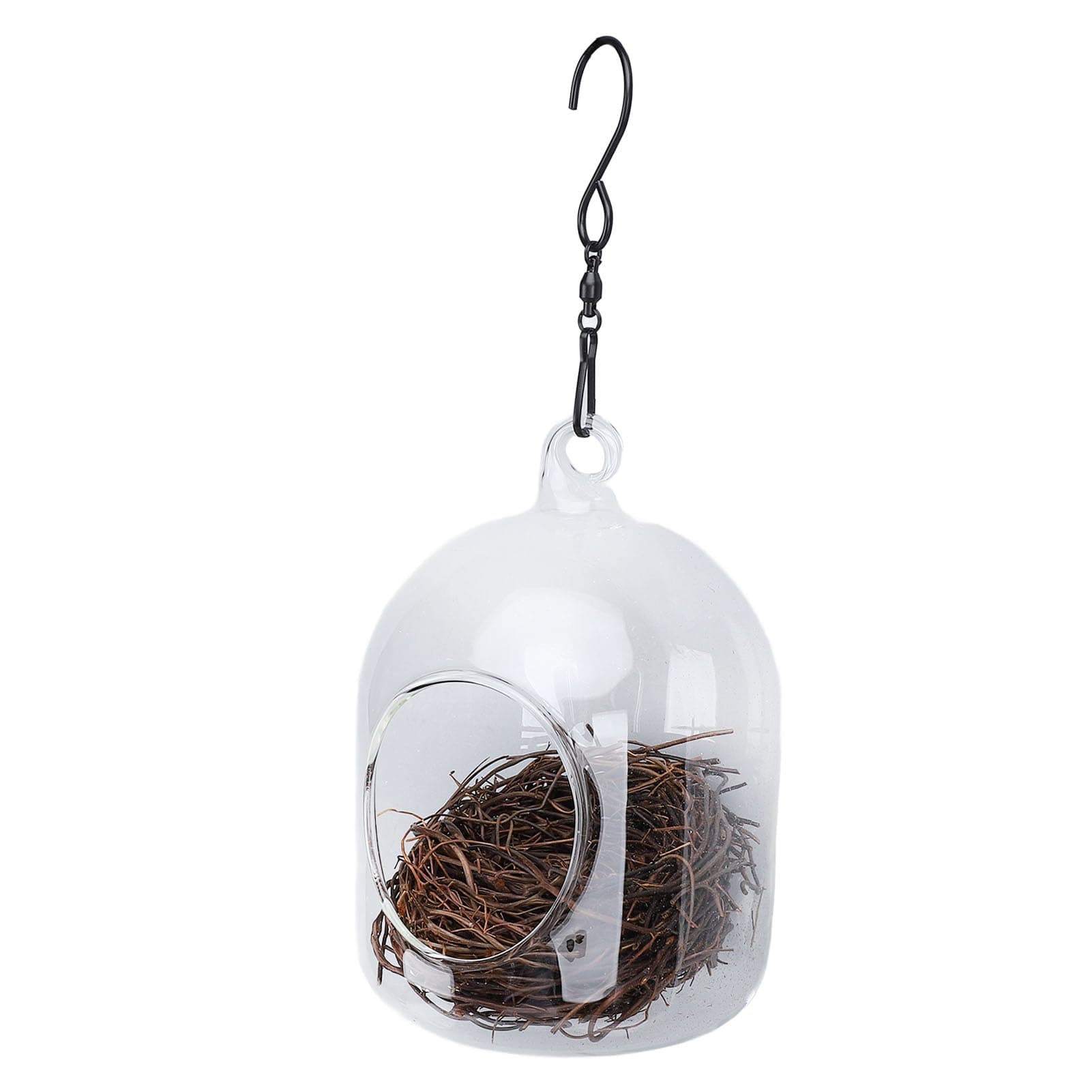 Nurnesy Bird House Rainproof Transparent Bird Nest Hanging Hummingbird House with Hook for Outdoor Garden Indoor Outdoor