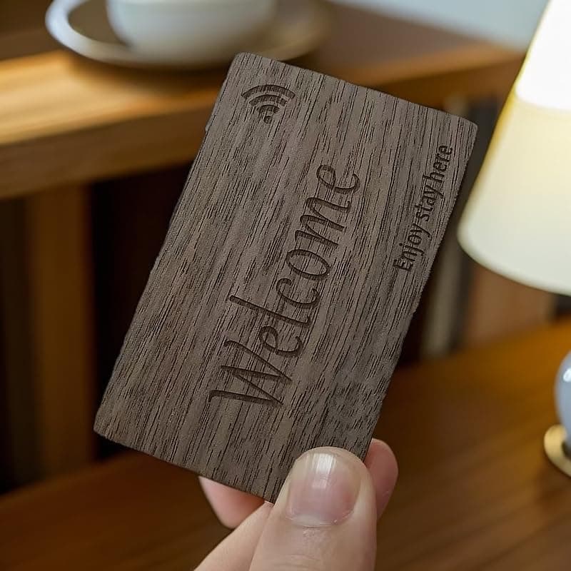 Hotel & Motel RFID Key Cards, 150Pieces, Eco - Friendly Black Walnut Wood, Double-Sided Laser engraving13.56MHz, Compatible with Saflok, Kaba, Onity, Ilco, Miwa, Securelox Locks(150)