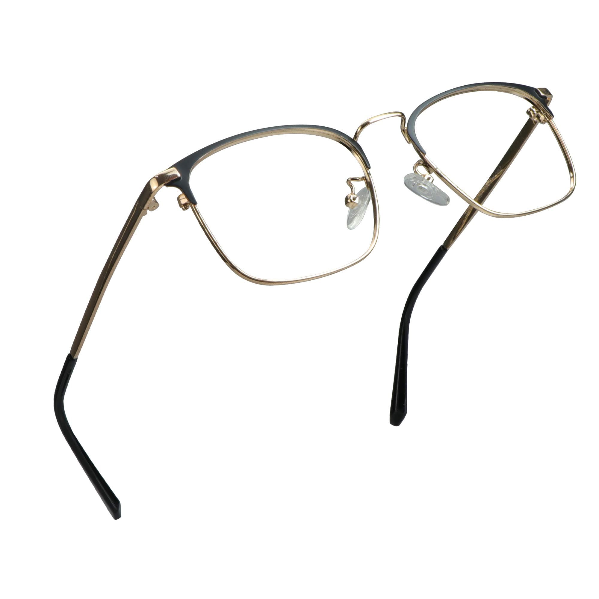 LifeArt Blue Light Blocking Glasses, Anti Eyestrain, Computer Reading Glasses, Gaming Glasses, TV Glasses for Women Men, Stylish Unisex Alloy Round Frame (Golden Black, 2.00 Magnification)