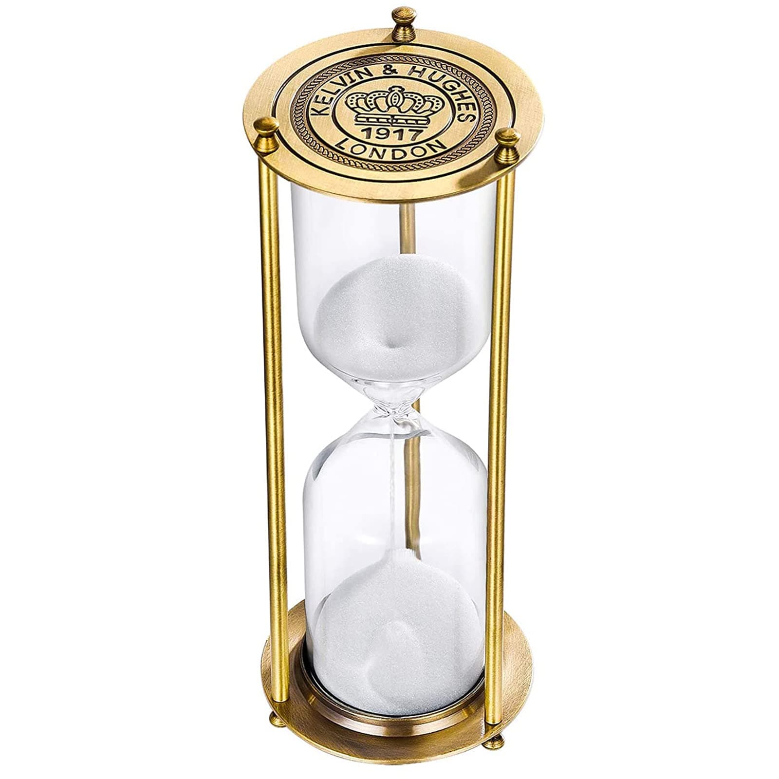 Vintage Sand Timer,30 Minute Hourglass,Antique Brass Sand Clock,Sand Watch 30 Min,Antiguo Reloj De Arena 30 Minuto,Metal Unique Sandglass for Gifts Games Kitchen Home Office Decoration