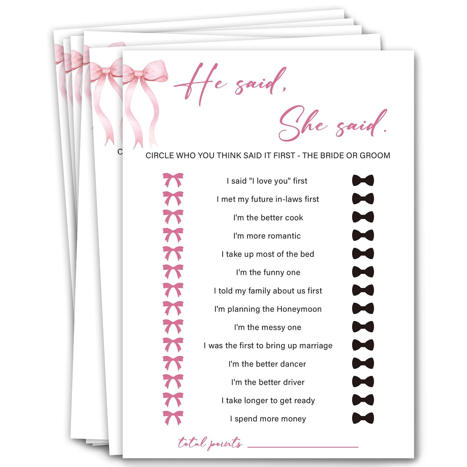 Bridal Shower Games - He Said She Said Bridal Shower Games, Wedding Shower Games, Pink Bridal Games Bridal Party Games, Bachelorette Party Games, Bridal Shower Games 30 Guests/P04