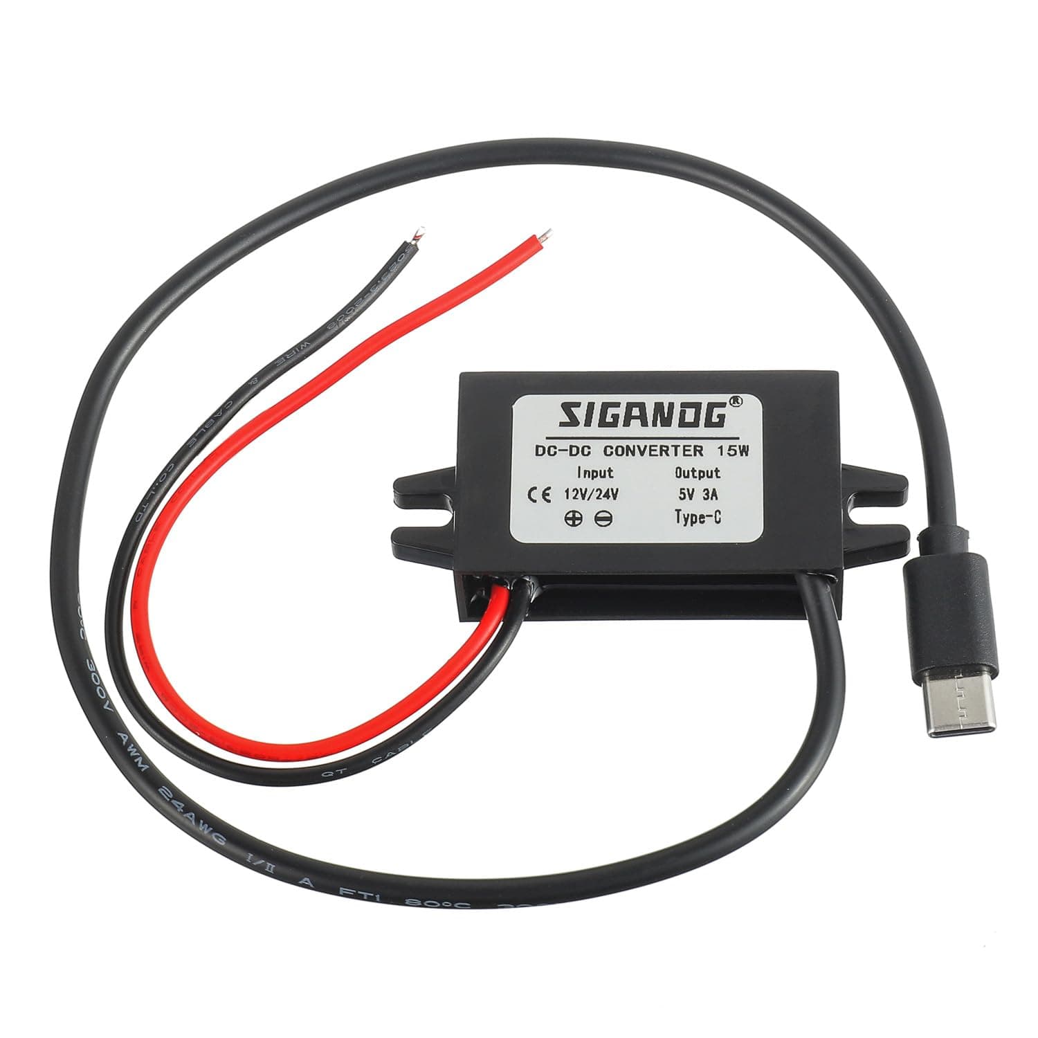 SIGANDG 12V/24V to 5V USB Type-C Converter DC-DC Step Down Module Power Adapter Compatible with Raspberry Pi 4