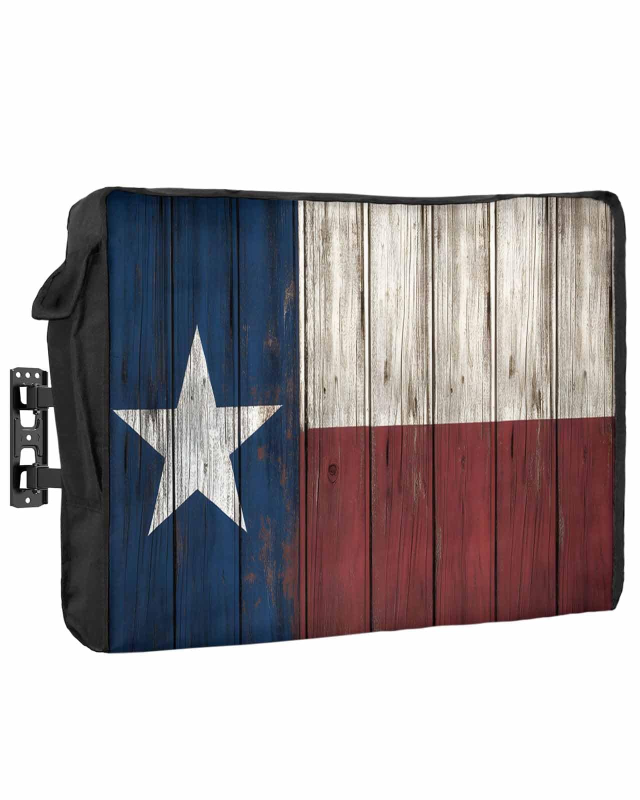 Outdoor TV Cover Vintage Wood Texas Flag Waterproof Weatherproof TV Covers for 48 to 50 Inch Outside Flat Screen TV Protector Shield 48"W x 30"H x 4.5"D