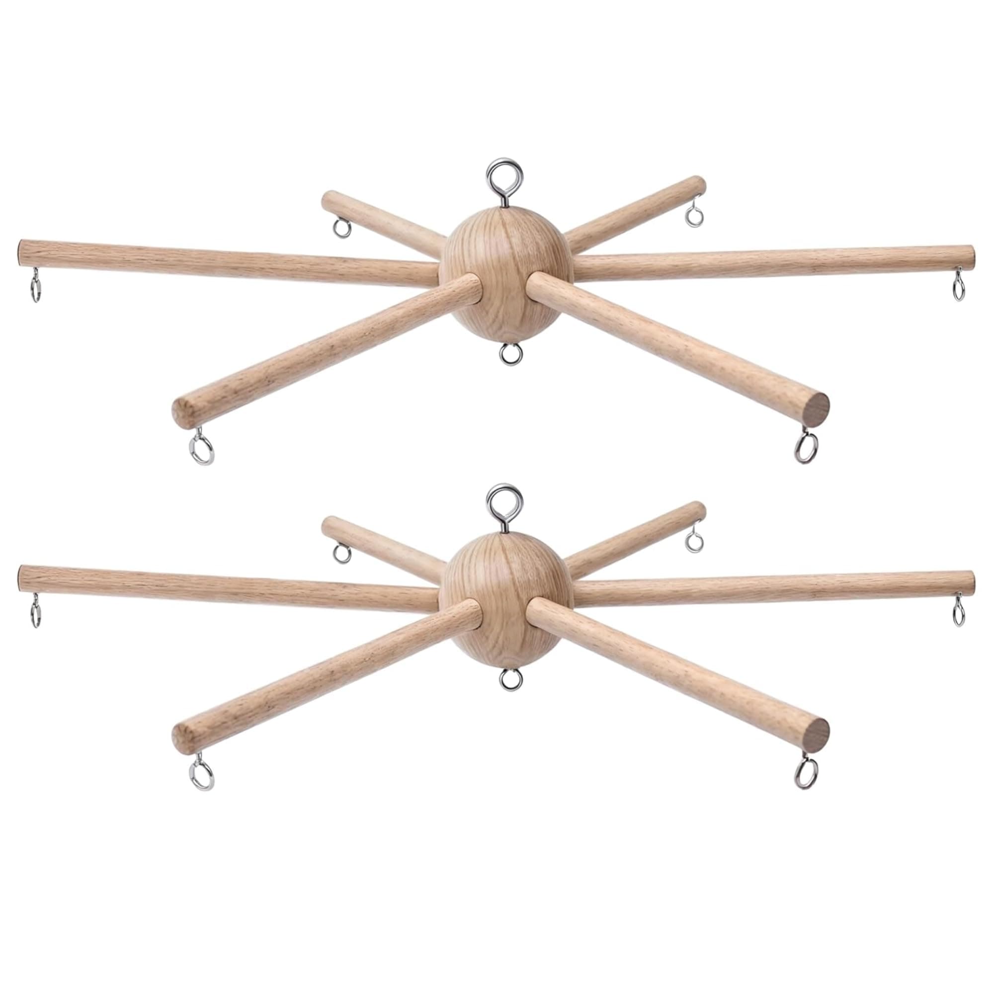 2Pcs Baby Mobile Kit Frame DIY for Crib, Decorative Natural Wooden Wind Chime Equipment Hanger for Infant Boy Girl Nursery Home Creative Craft Balcony Wall Hanging Toy Bell Accessories Bedroom Ceiling