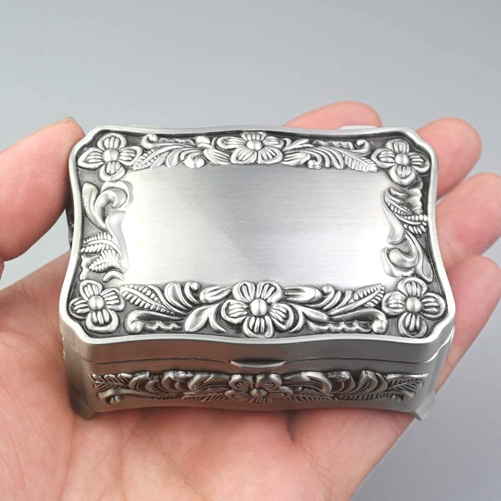 ROSIKING Square Emboss Alloy Metal Music Box Wind Up Antique Jewelry Musical Boxes Christmas Birthday Valentine's Day Gifts Plays Howl's Moving Castle-Merry Go Round of Life
