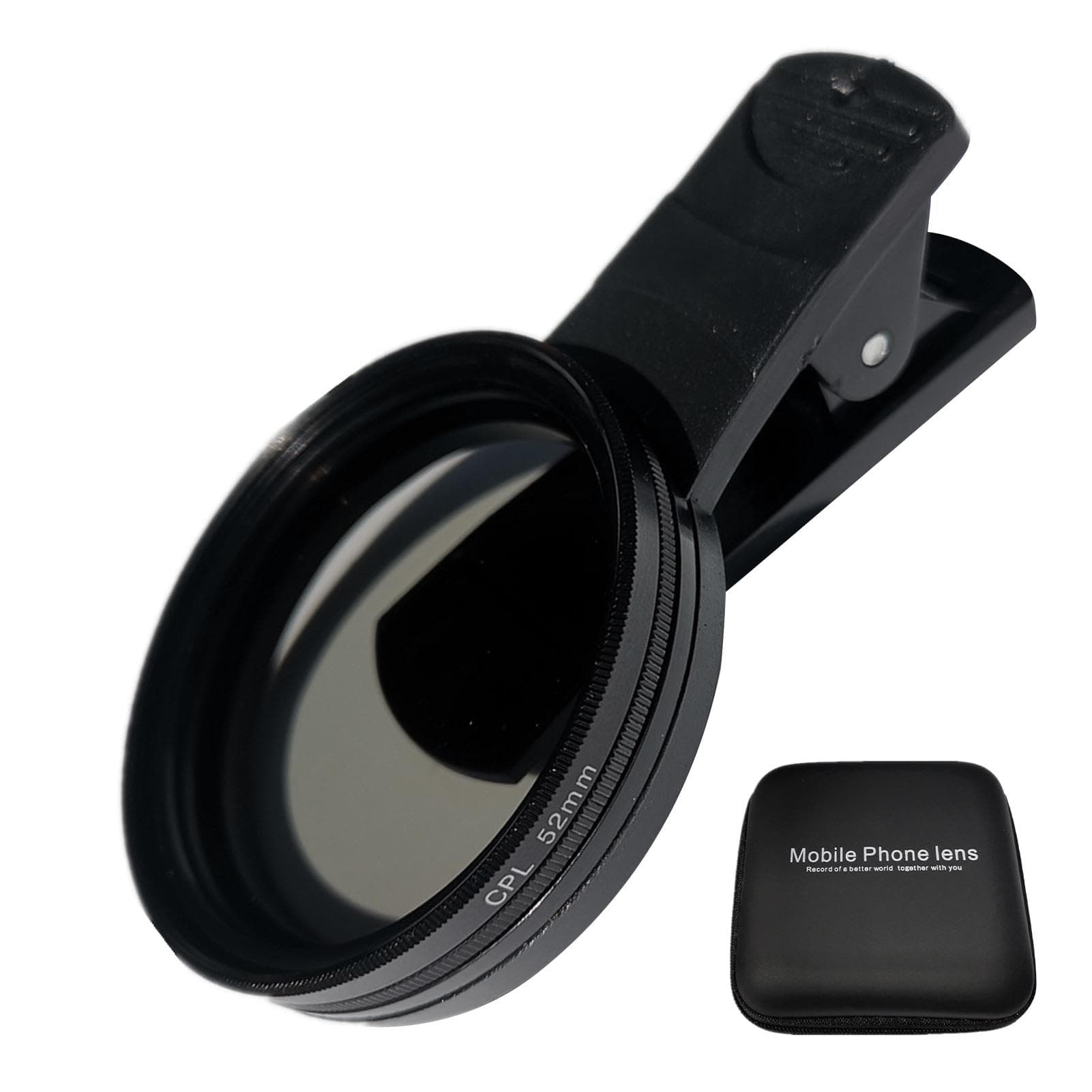 52mm Clip-on CPL Phone Camera Lens Filter, Phone Lens Filter Kit, Universal CPL Filter Compatible with iPhoneSamsung/Android Smartphones(Size:52mm)